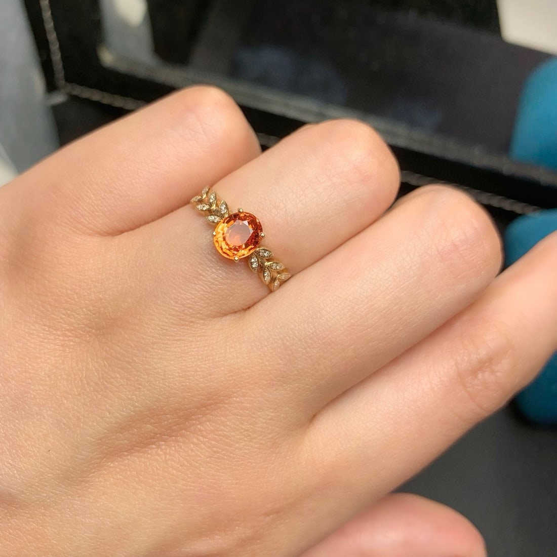 14k Gold 1.98 Ct Natural Spessartine & Diamond Ring - 5