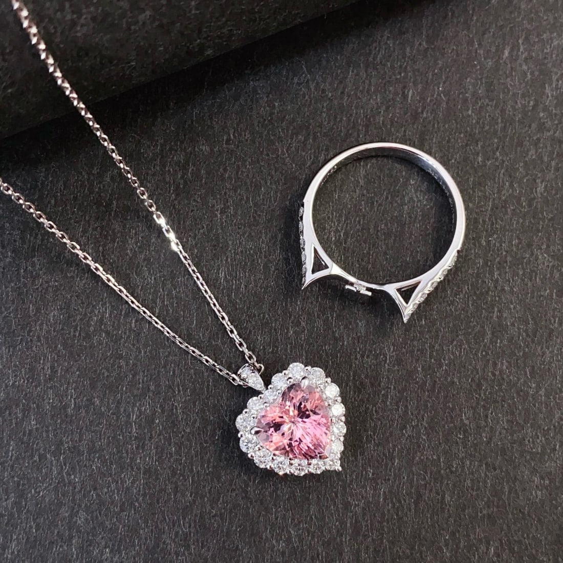 14k Gold 3.34 Ctw Natural Morganite & Diamond Ring/pendant( Without Chain ) - 4