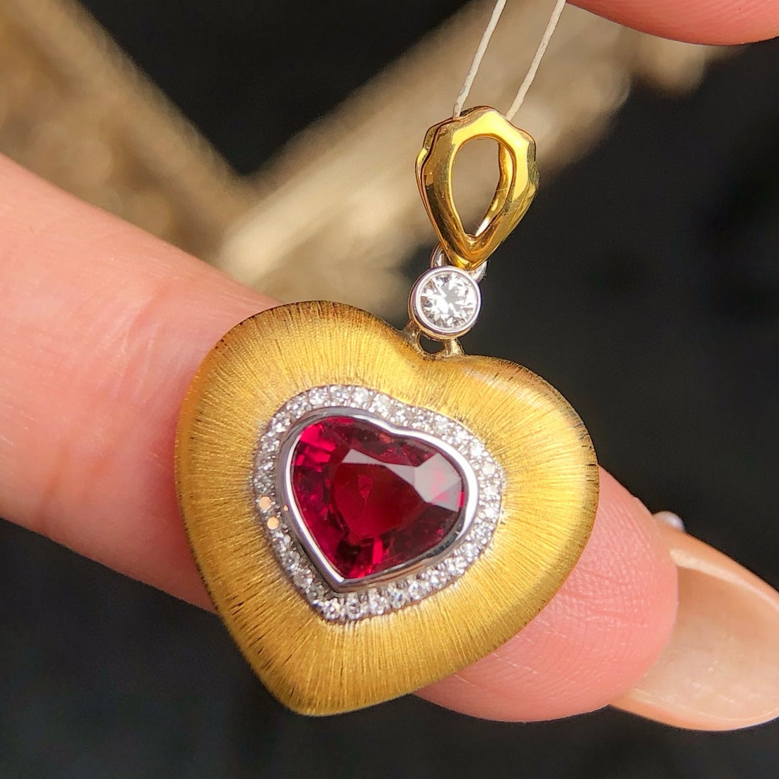 14k Gold 1.21 Ct Natural Tourmaline & Diamond Pendant( Without Chain ) - 3