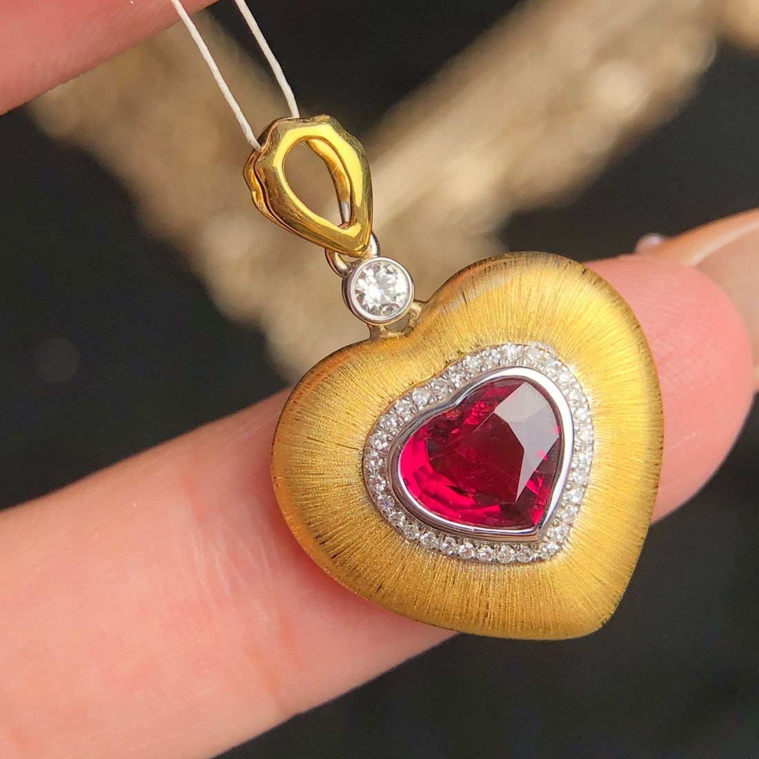 14k Gold 1.21 Ct Natural Tourmaline & Diamond Pendant( Without Chain ) - 4