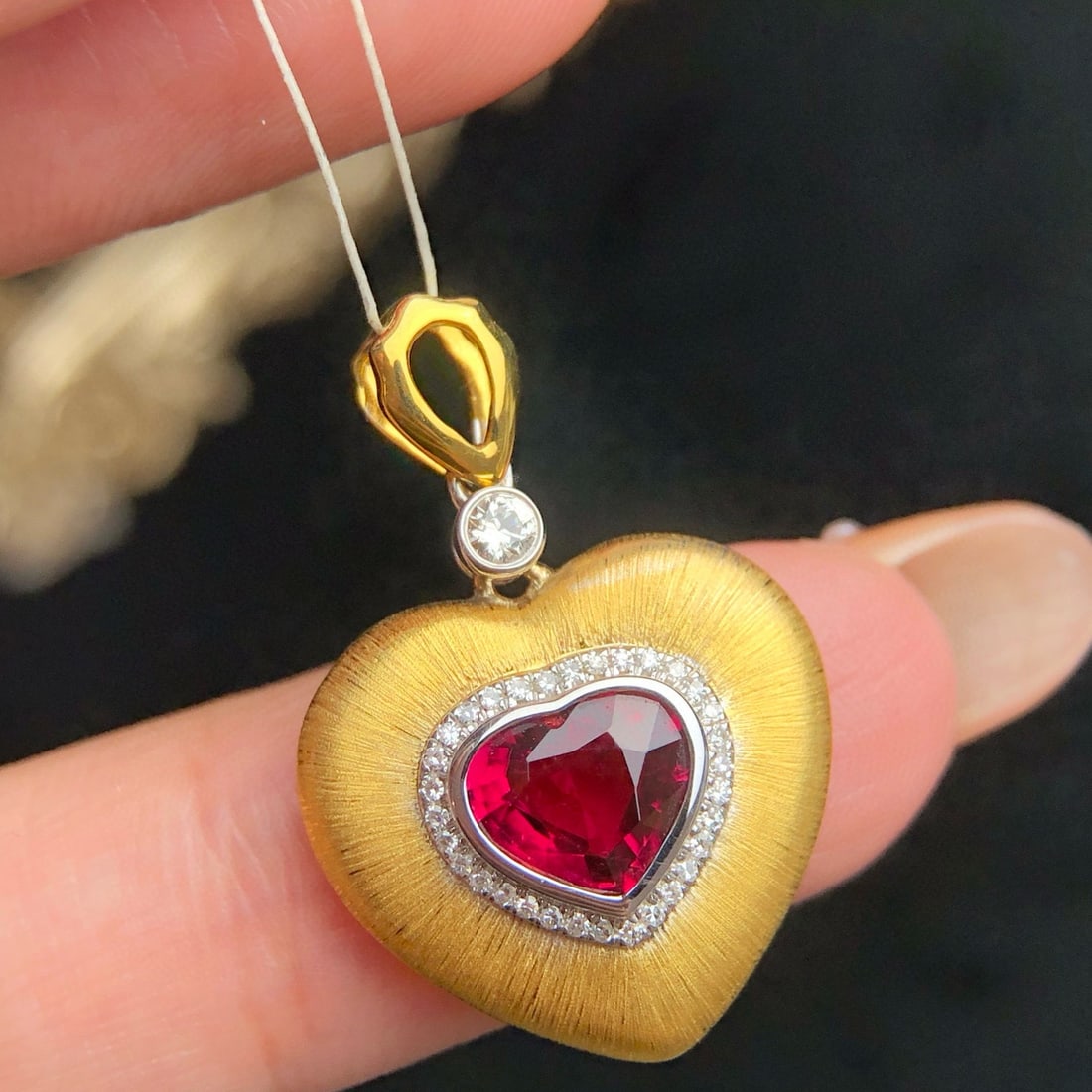 14k Gold 1.21 Ct Natural Tourmaline & Diamond Pendant( Without Chain ) - 5
