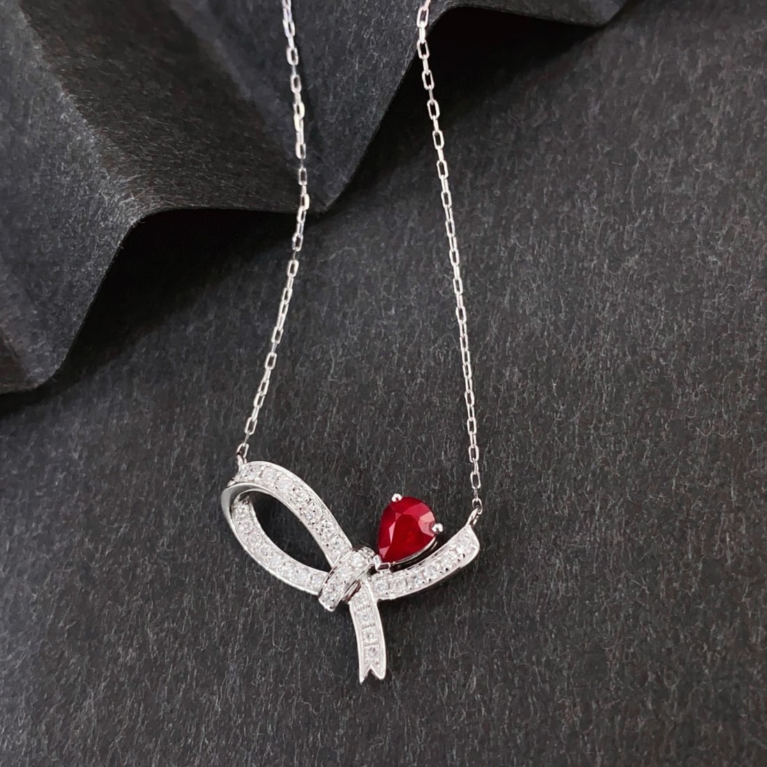 14k Gold 0.51 Ctw Vivid Red Natural Ruby & Diamond Necklace - 6