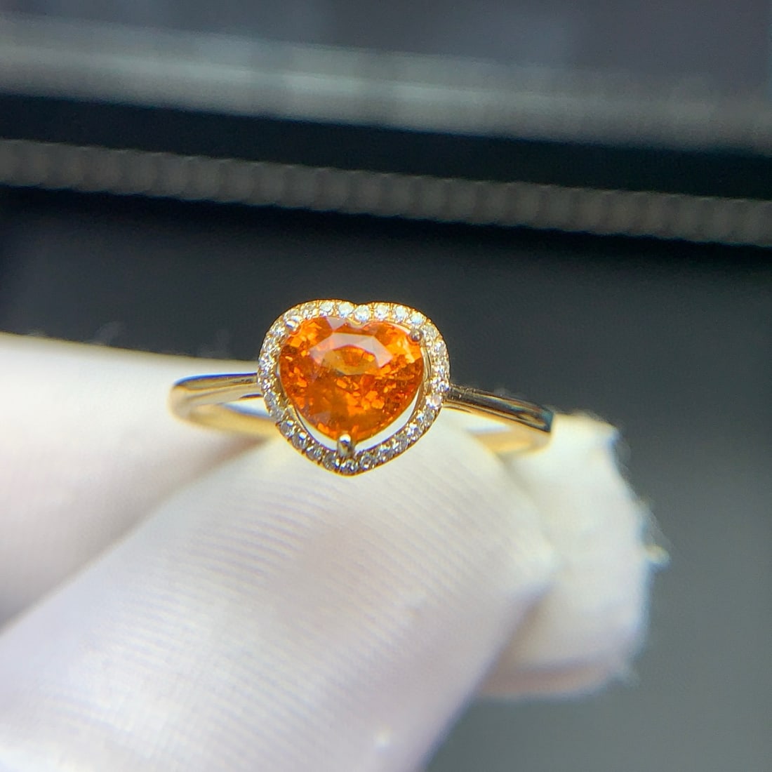14k Gold 1.2 Ct Natural Spessartine & Diamond Ring - 2
