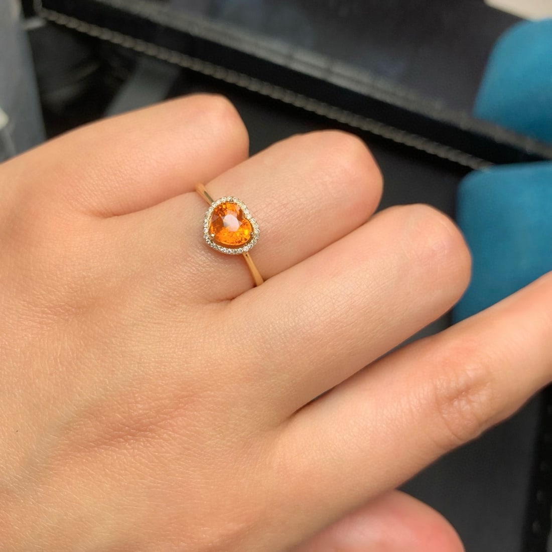 14k Gold 1.2 Ct Natural Spessartine & Diamond Ring - 4