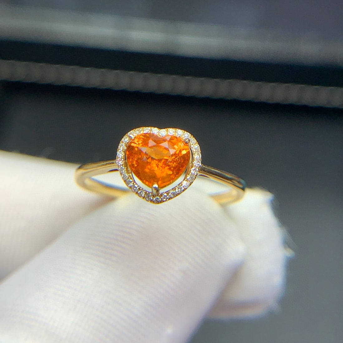 14k Gold 1.2 Ct Natural Spessartine & Diamond Ring - 5