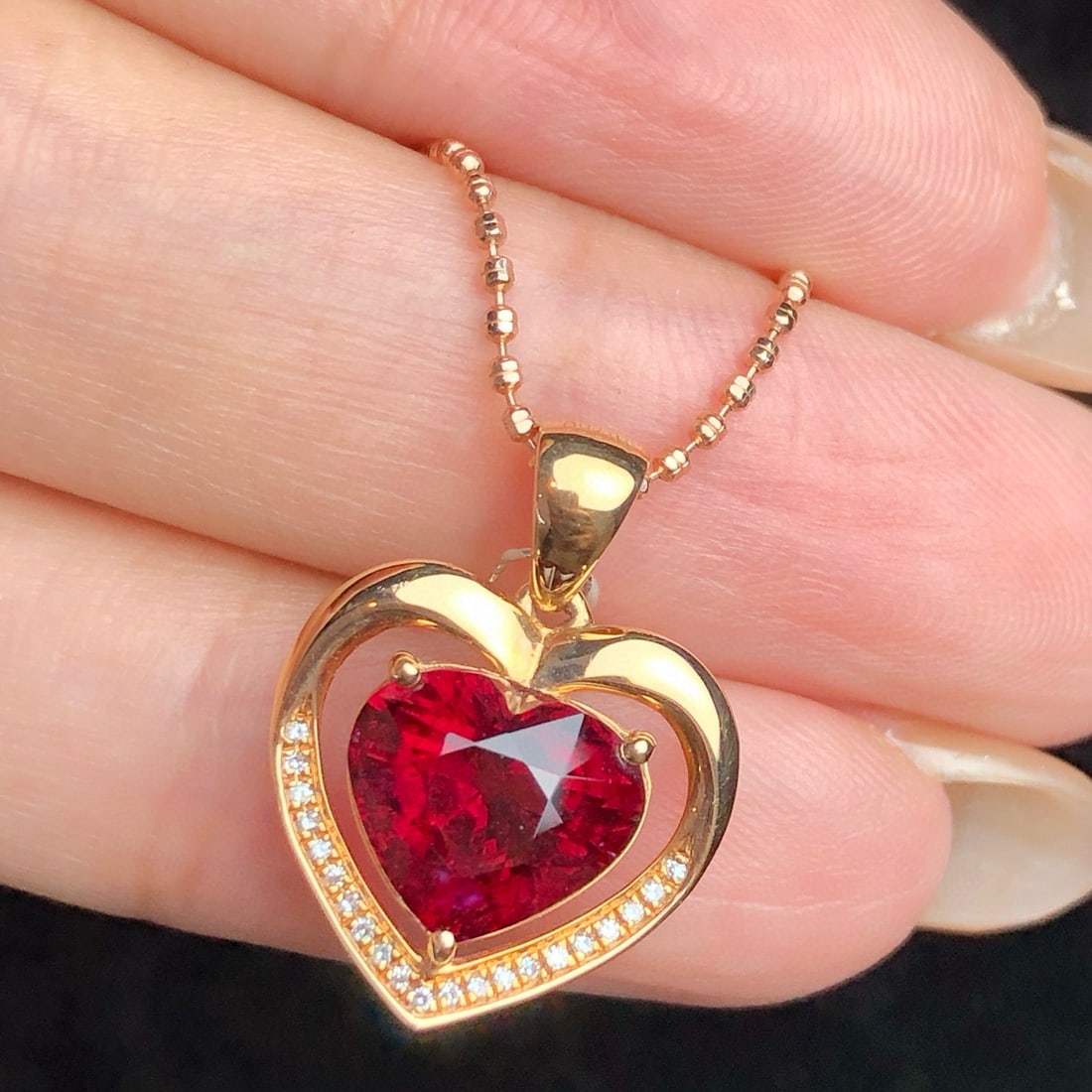 14k Gold 3.40 Ct Natural Tourmaline & Diamond Pendant( Without Chain ) - 3