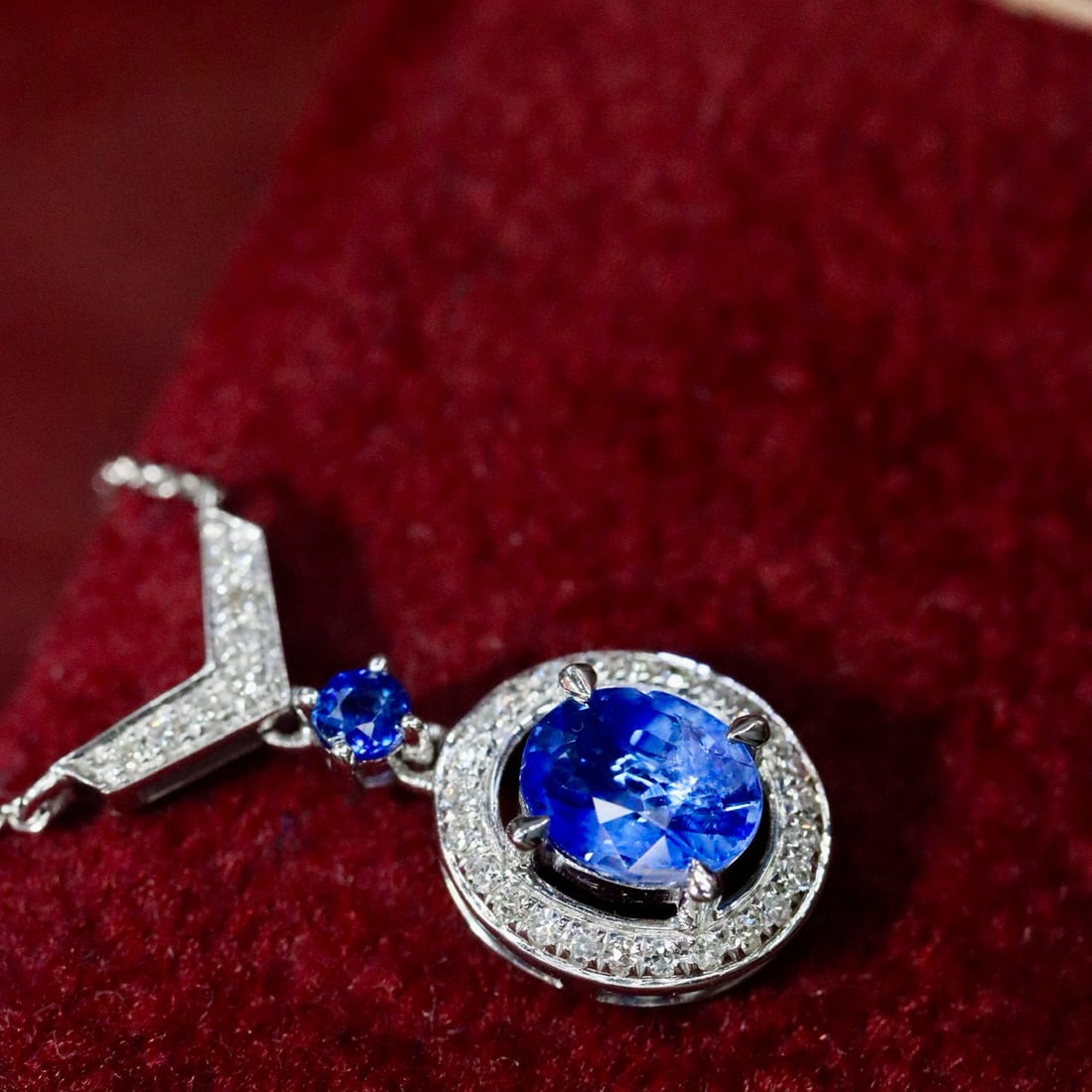 14k Gold 0.94 Ctw Natural Sapphire & Diamond Necklace - 4