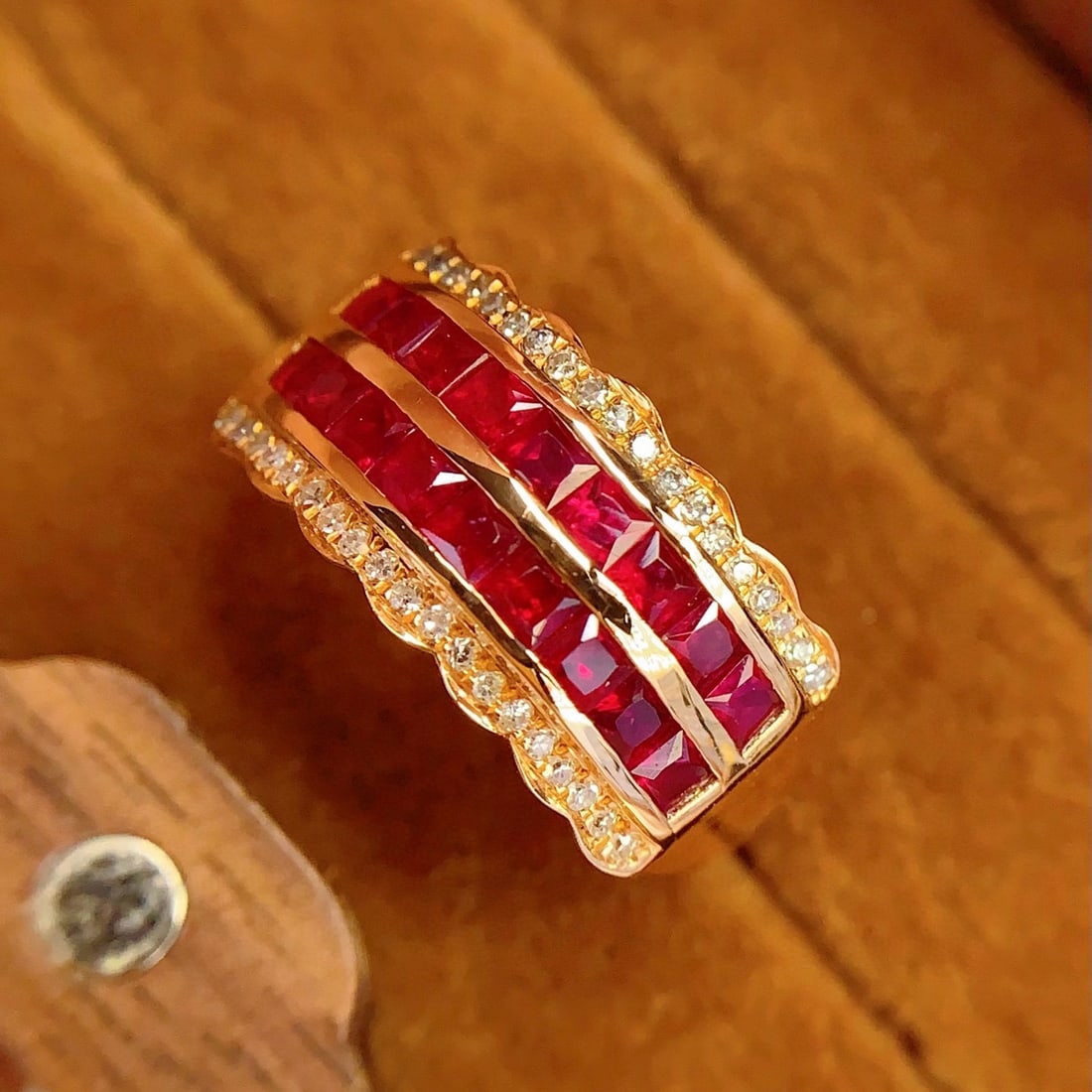 14k Gold 2.2 Ct Natural Ruby & Diamond Ring - 3