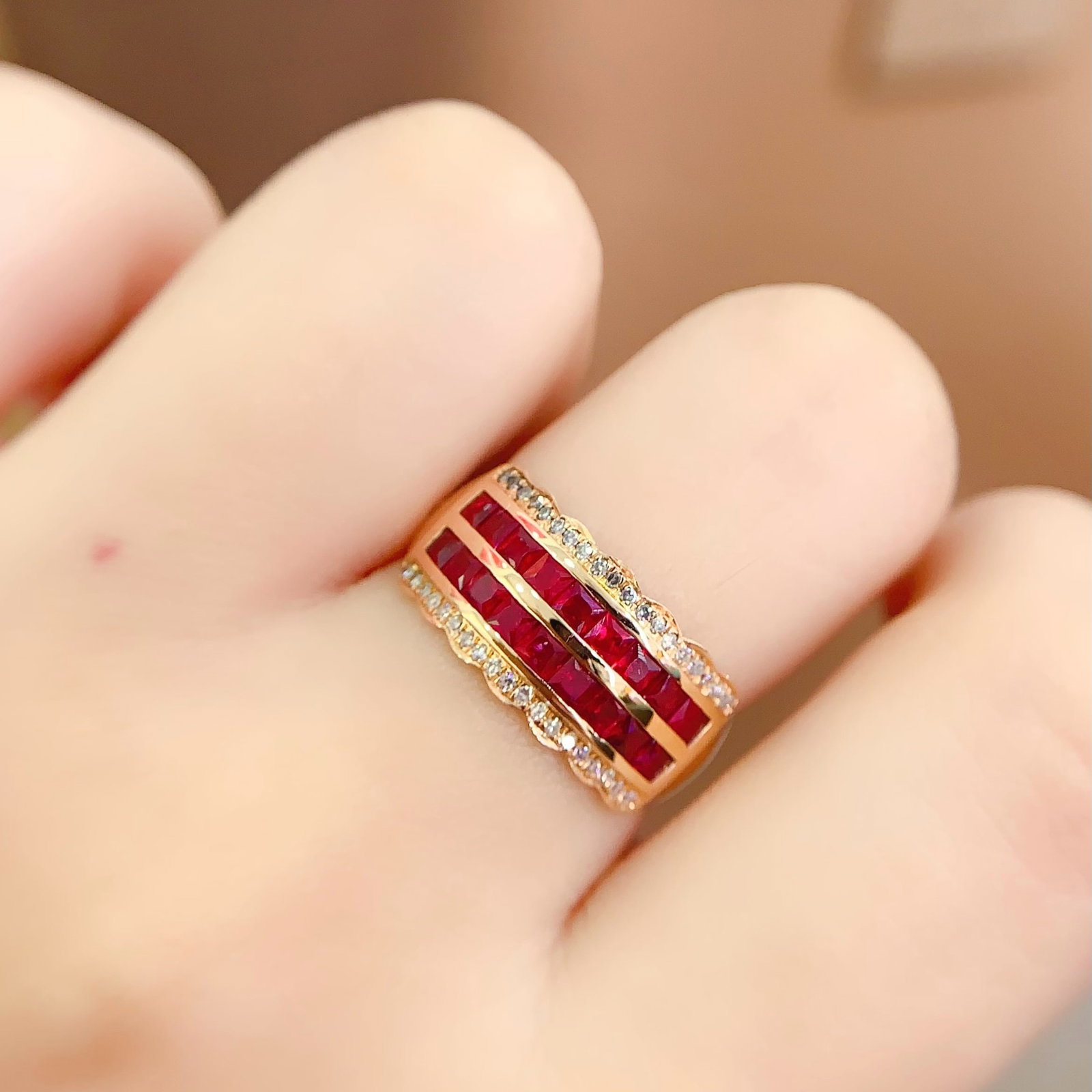 14k Gold 2.2 Ct Natural Ruby & Diamond Ring - 7