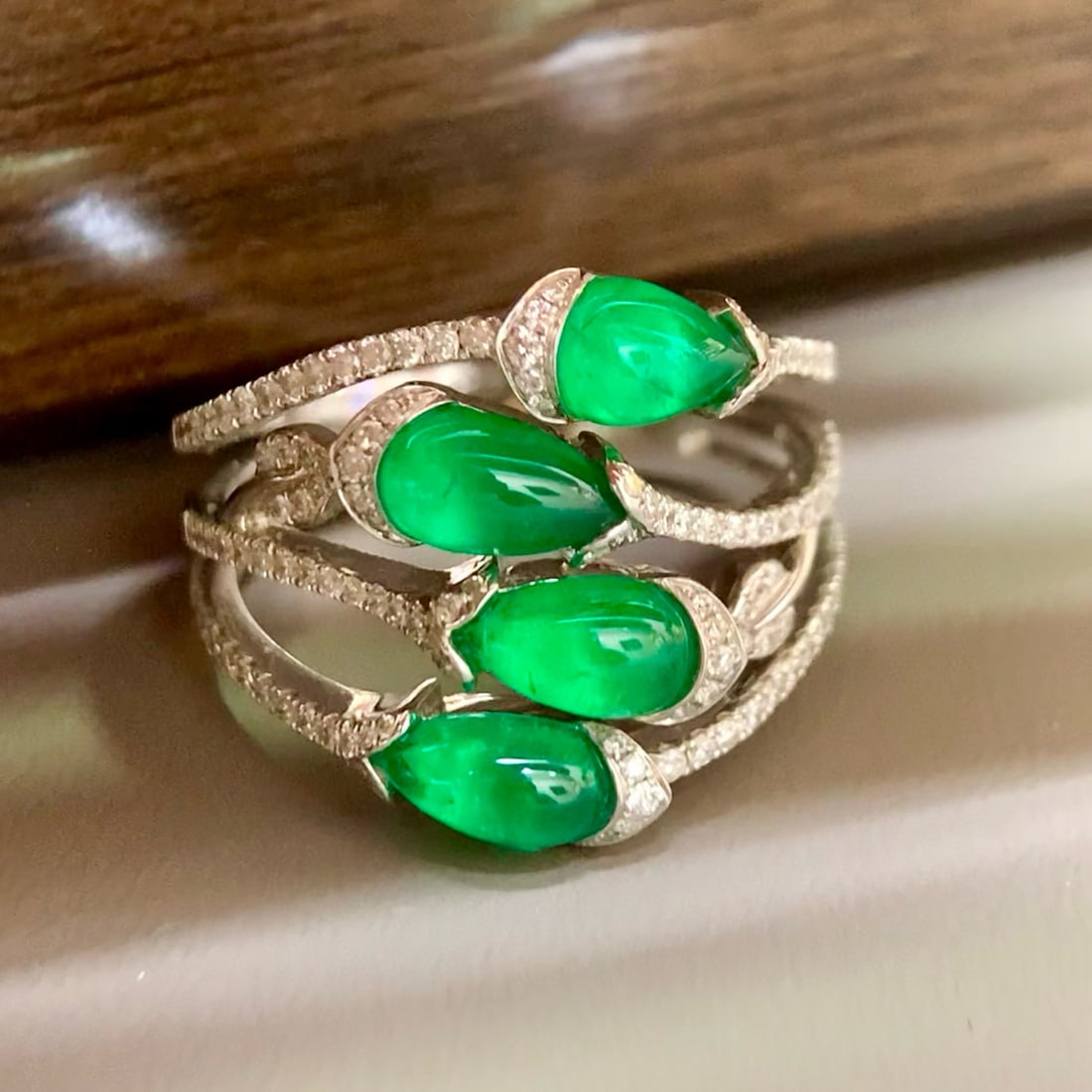 14k Gold 2.53 Ctw Vivid Green Natural Emerald & Diamond Ring - 6
