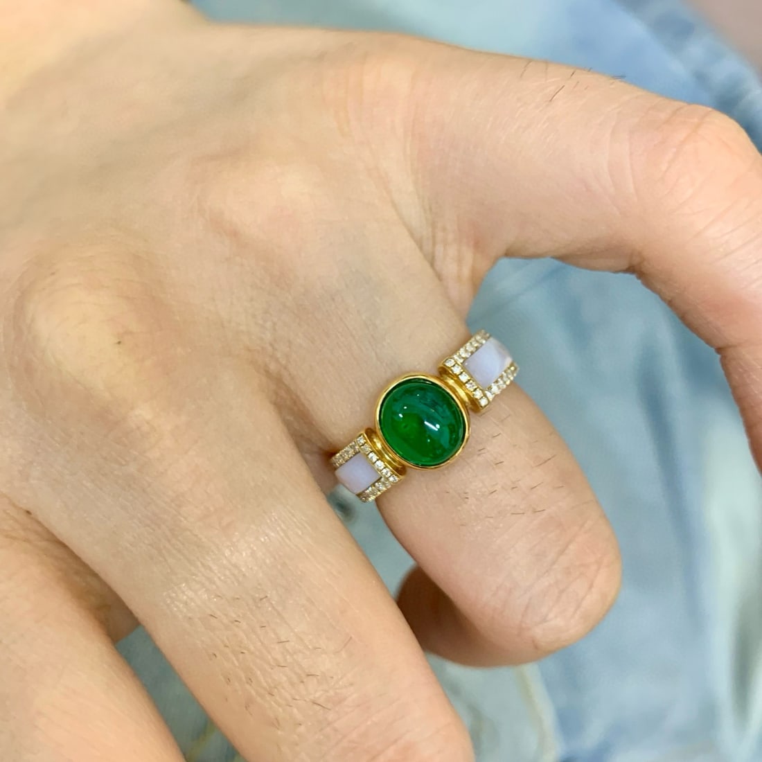 14k Gold 1.79 Ctw Vivid Green Natural Emerald & Diamond Ring - 6