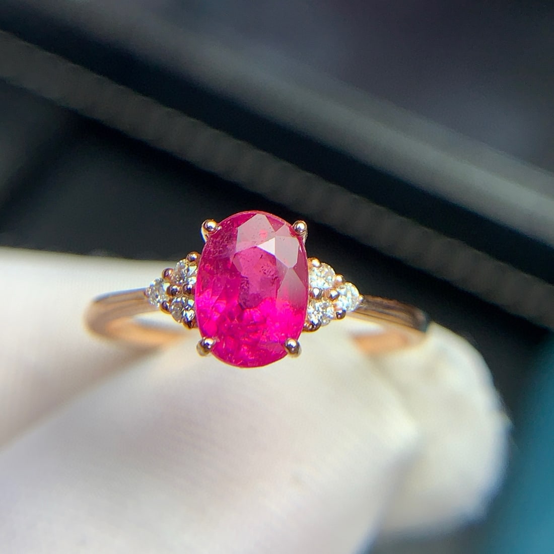 14k Gold 1.4 Ct Natural Tourmaline & Diamond Ring - 2