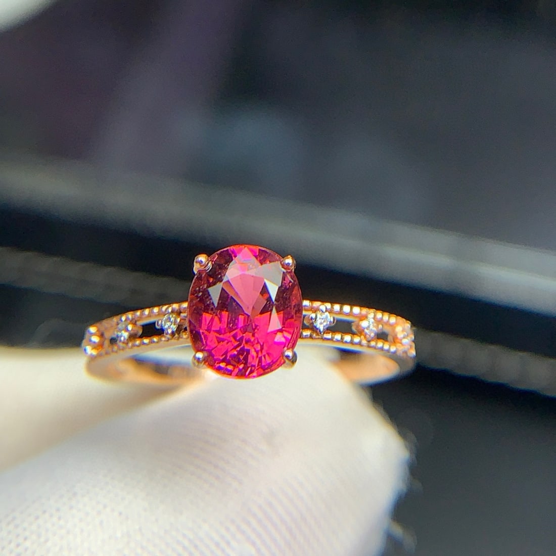 14k Gold 1.35 Ct Natural Tourmaline & Diamond Ring - 2