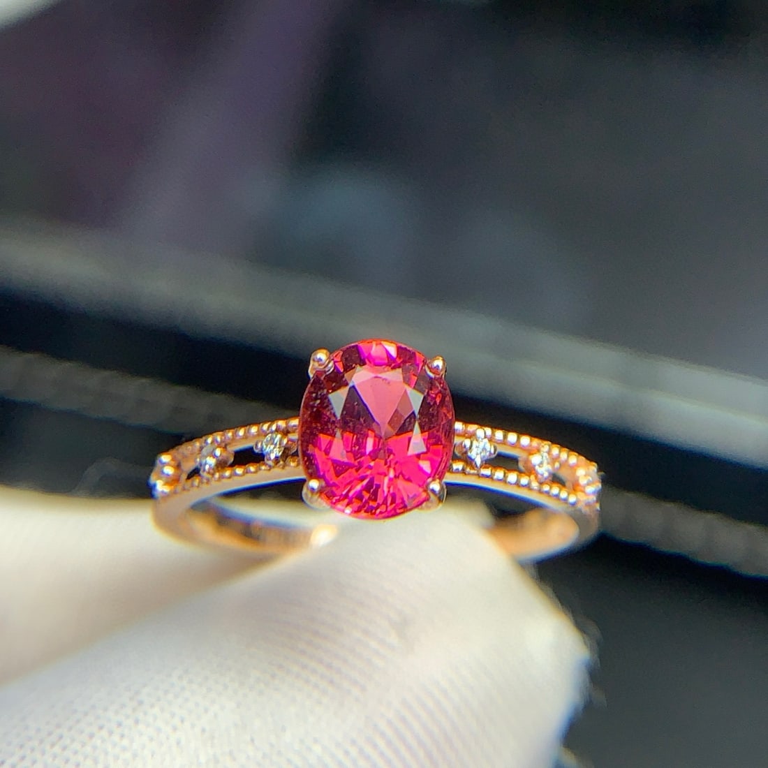 14k Gold 1.35 Ct Natural Tourmaline & Diamond Ring - 3