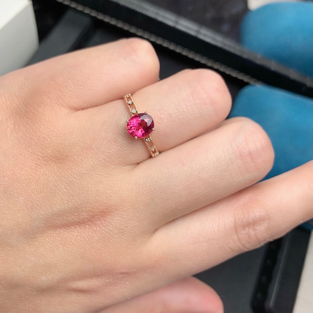 14k Gold 1.35 Ct Natural Tourmaline & Diamond Ring - 4