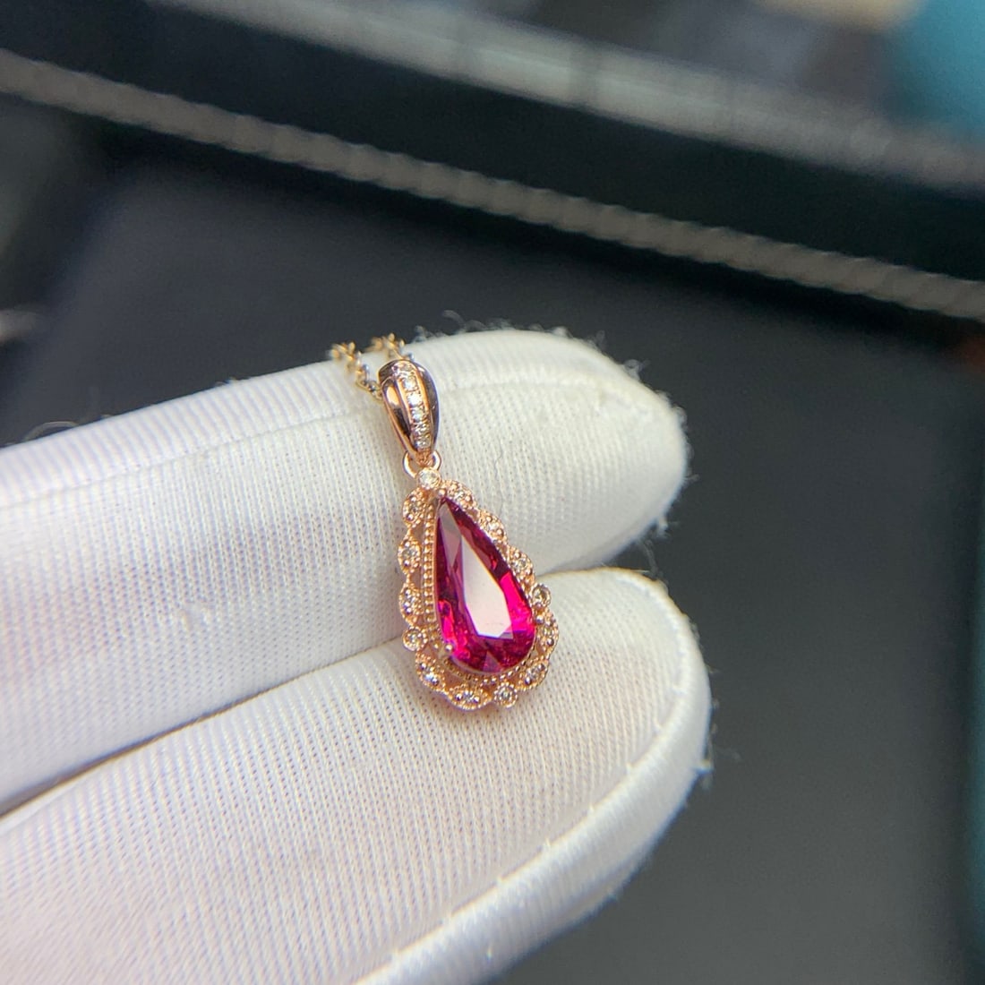 14k Gold 1.2 Ct Natural Tourmaline & Diamond Pendant( Without Chain ) - 5