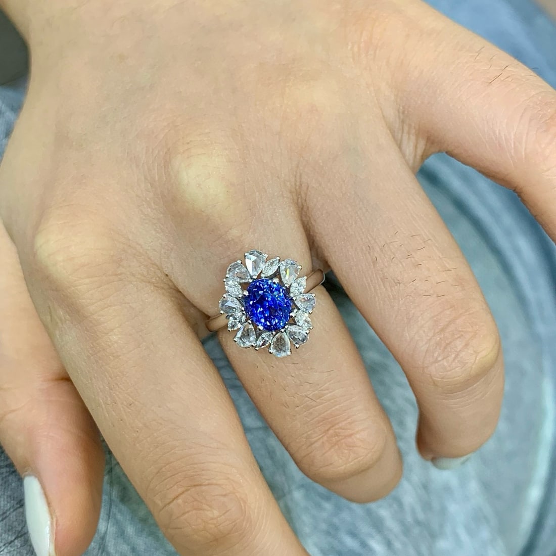 14k Gold 2.88 Ctw Natural Sapphire & Diamond Ring - 5