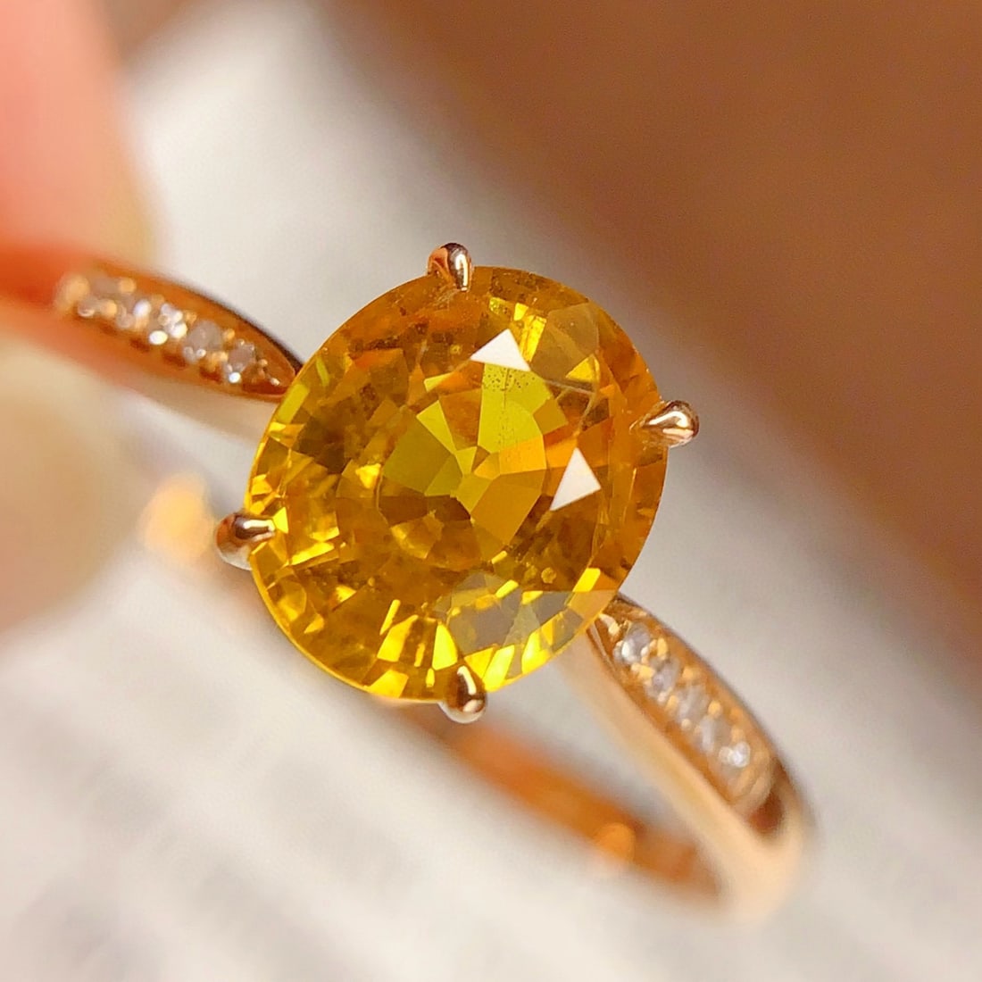 14k Gold 1.5 Ct Natural Sapphire & Diamond Ring: Ref:230998146 // gold content:14k gold // ring size:7. 25us // // main gemstone:sapphire // shape:oval // carat weight:1. 5ct // color:yellow // treatment:natural // // adjacent gemstone 2 : diamond /