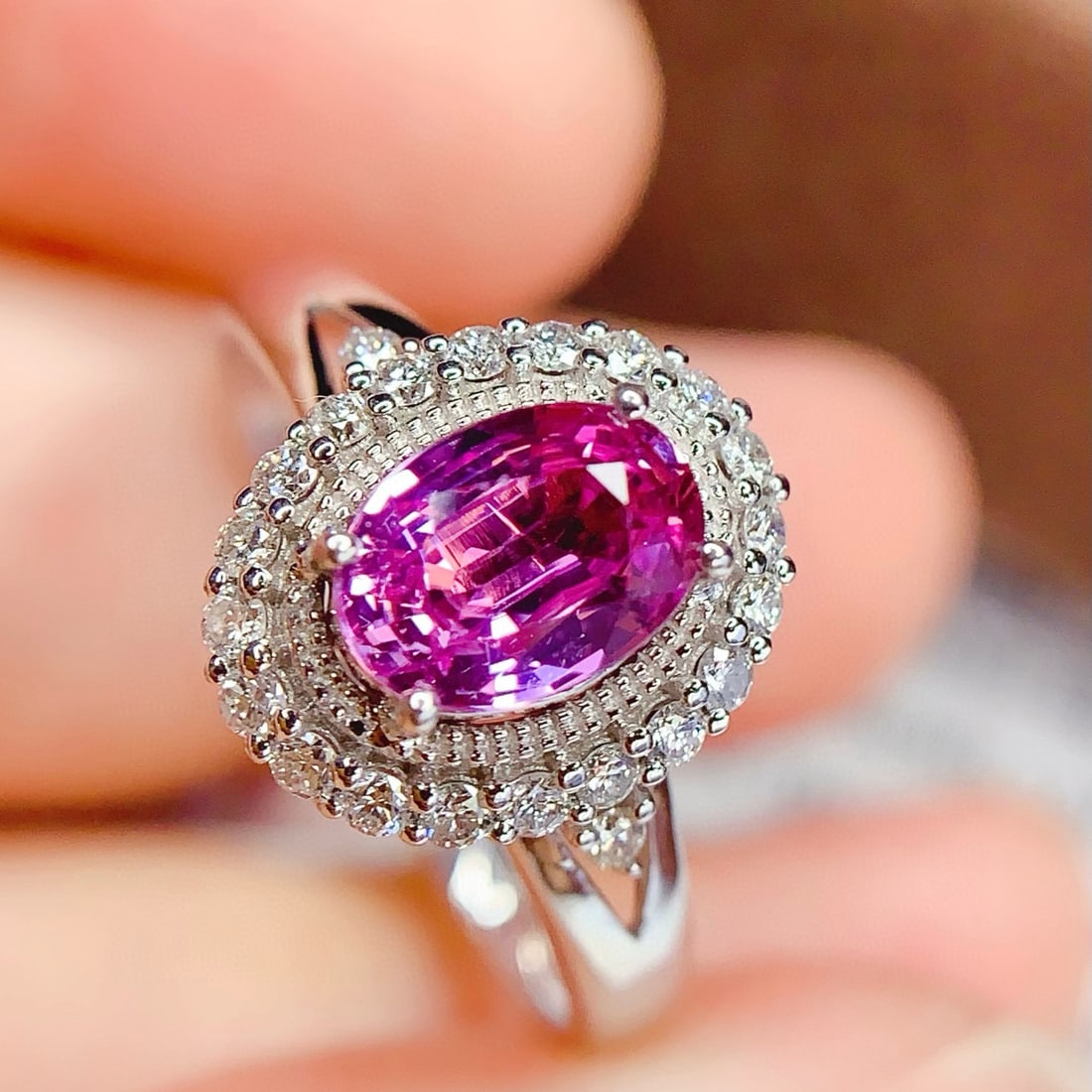 14k Gold 1.25 Ct Natural Sapphire & Diamond Ring - 4