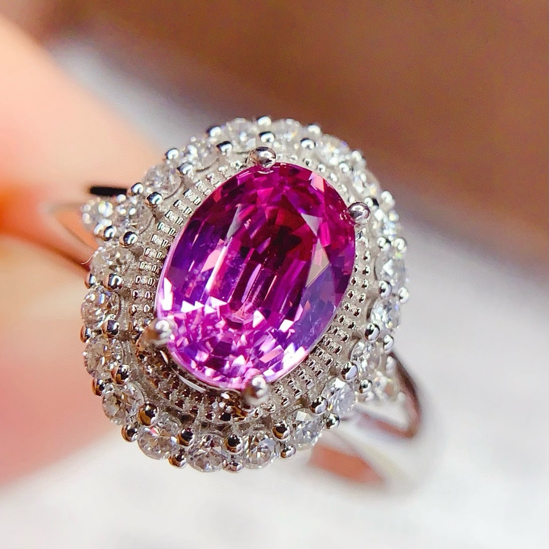 14k Gold 1.25 Ct Natural Sapphire & Diamond Ring - 5
