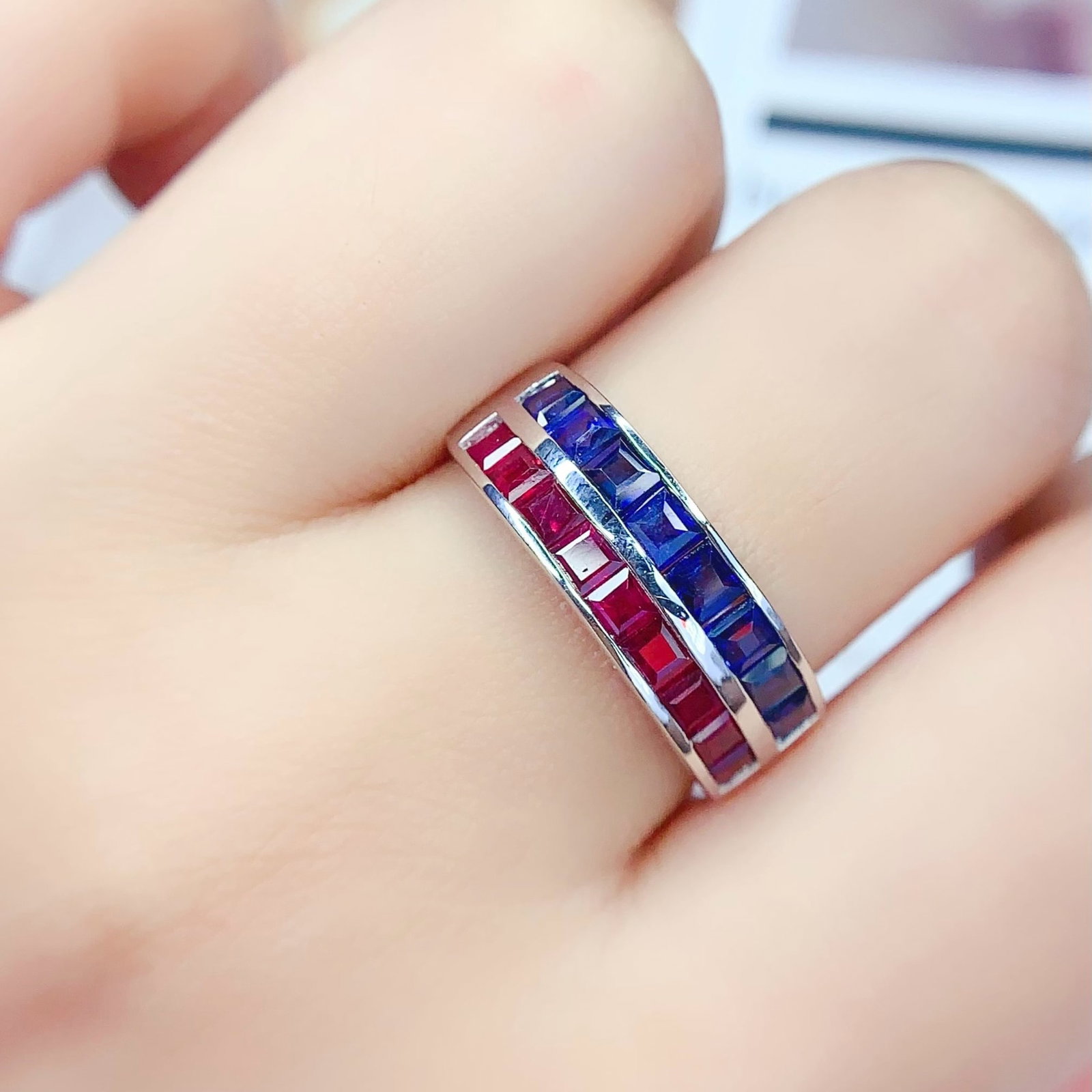 14k Gold 2.51 Ct Natural Ruby & Sapphire Ring - 6