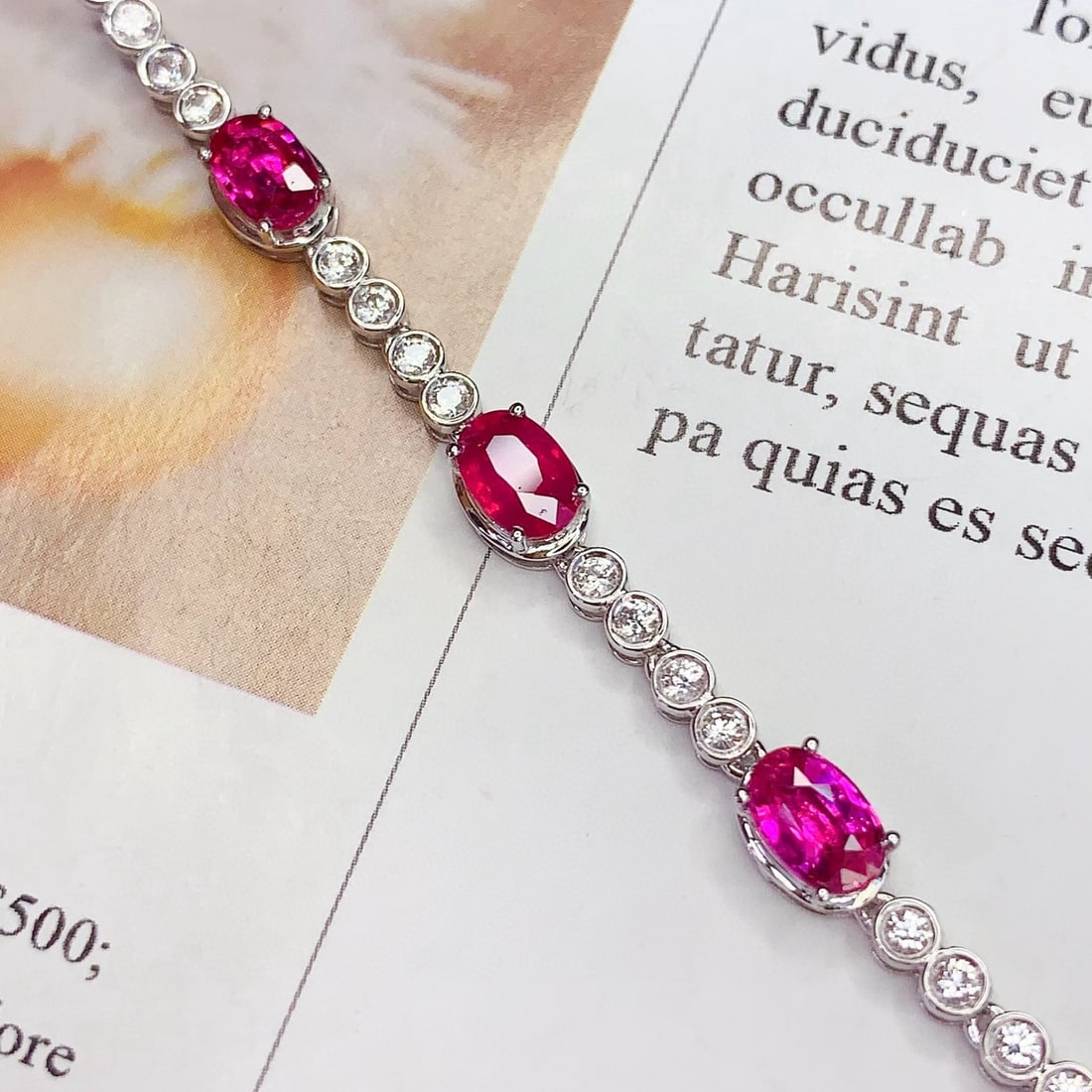 14k Gold 2.5 Ct Natural Ruby & Sapphire Bracelet - 2