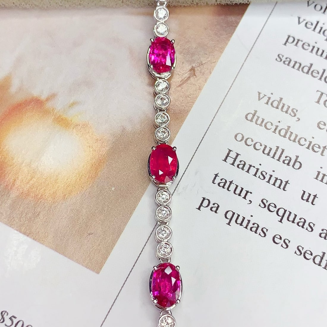 14k Gold 2.5 Ct Natural Ruby & Sapphire Bracelet - 4