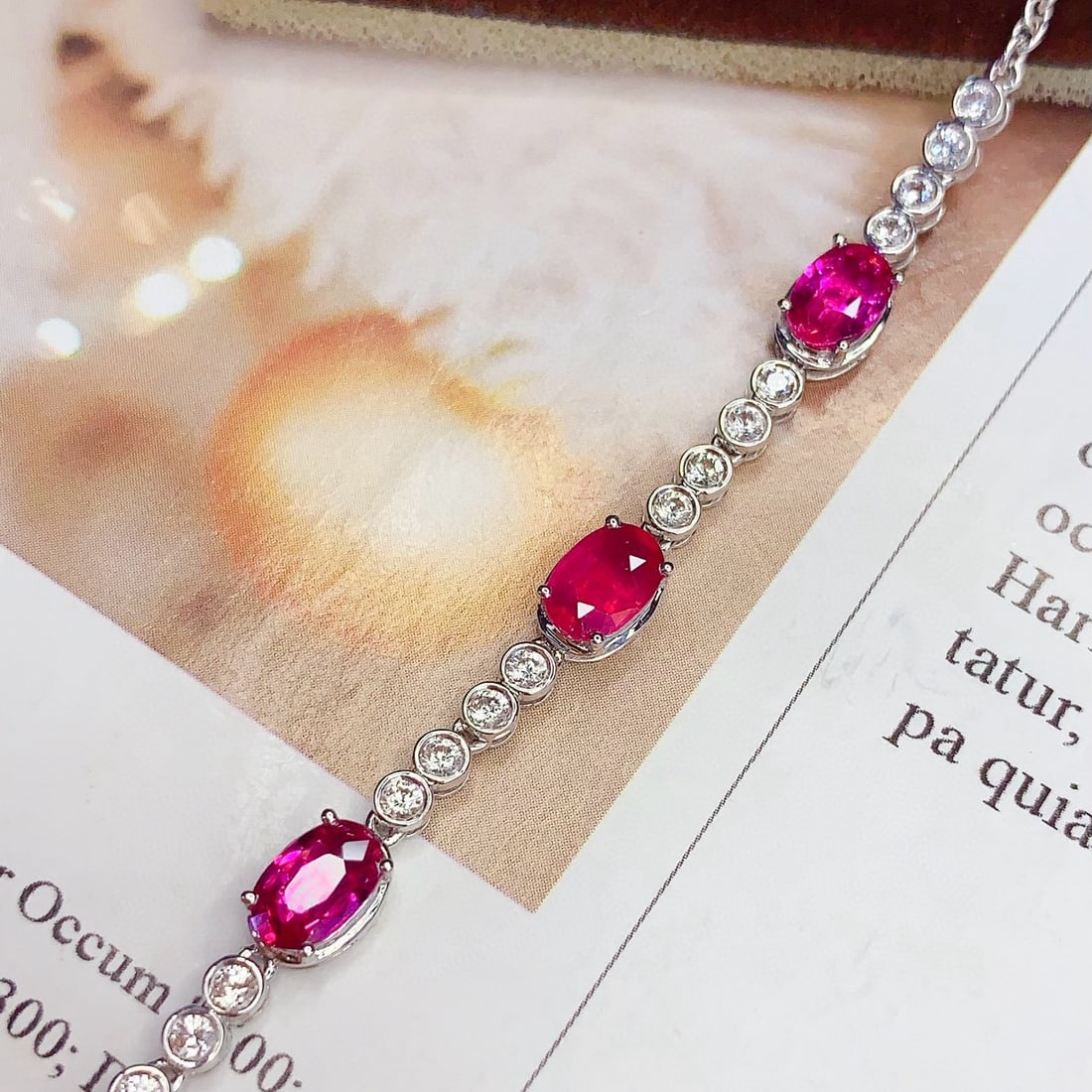 14k Gold 2.5 Ct Natural Ruby & Sapphire Bracelet - 5