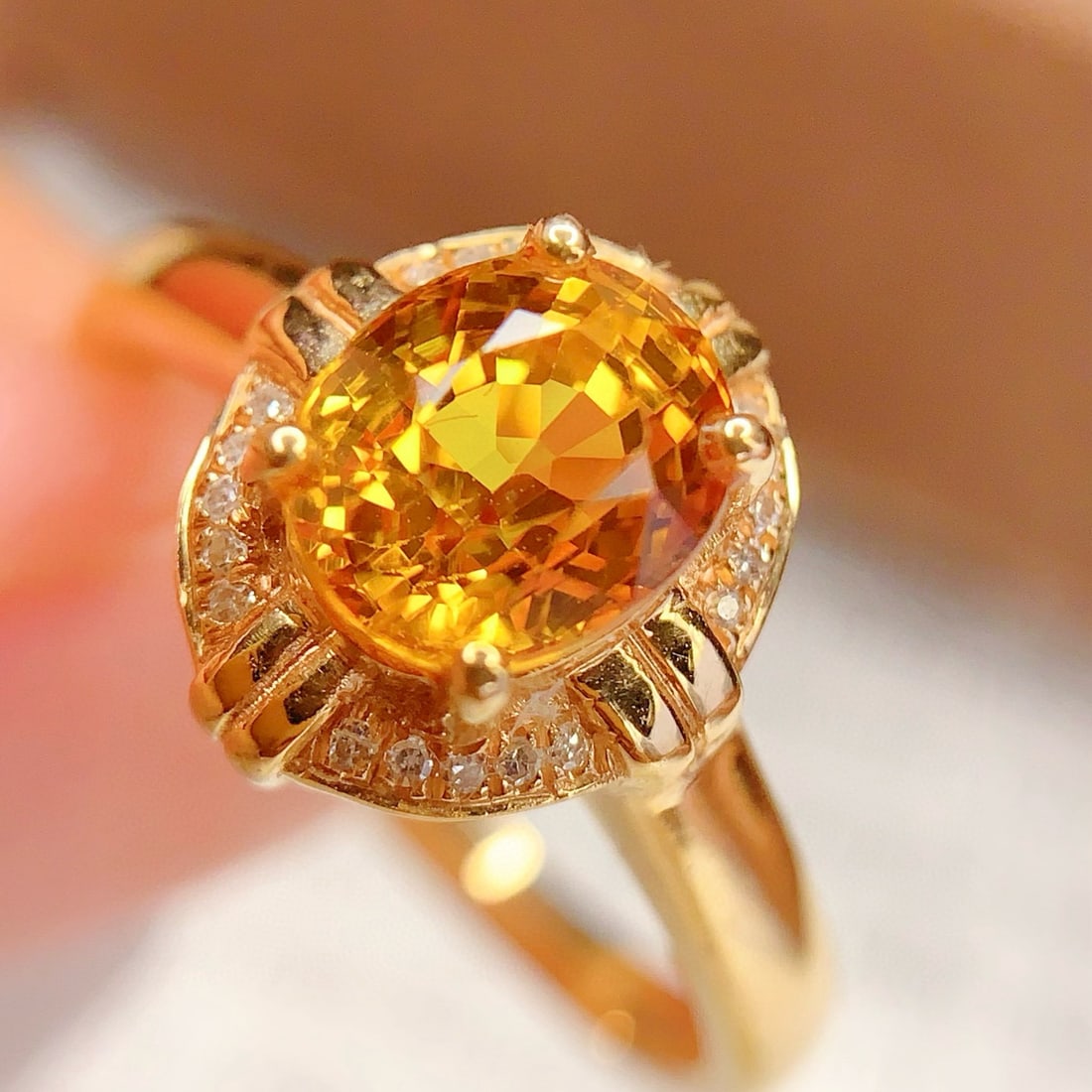 14k Gold 1.8 Ct Natural Sapphire & Diamond Ring - 2