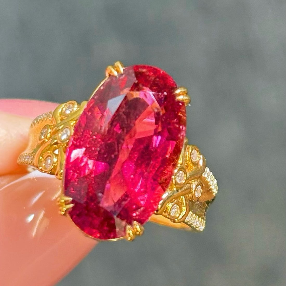 14k Gold 8.17 Ctw Natural Tourmaline & Diamond Ring - 2