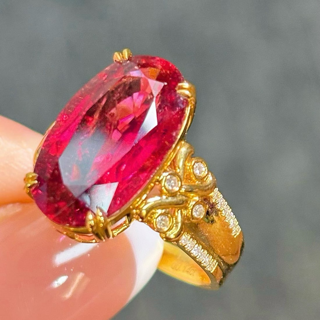 14k Gold 8.17 Ctw Natural Tourmaline & Diamond Ring - 3