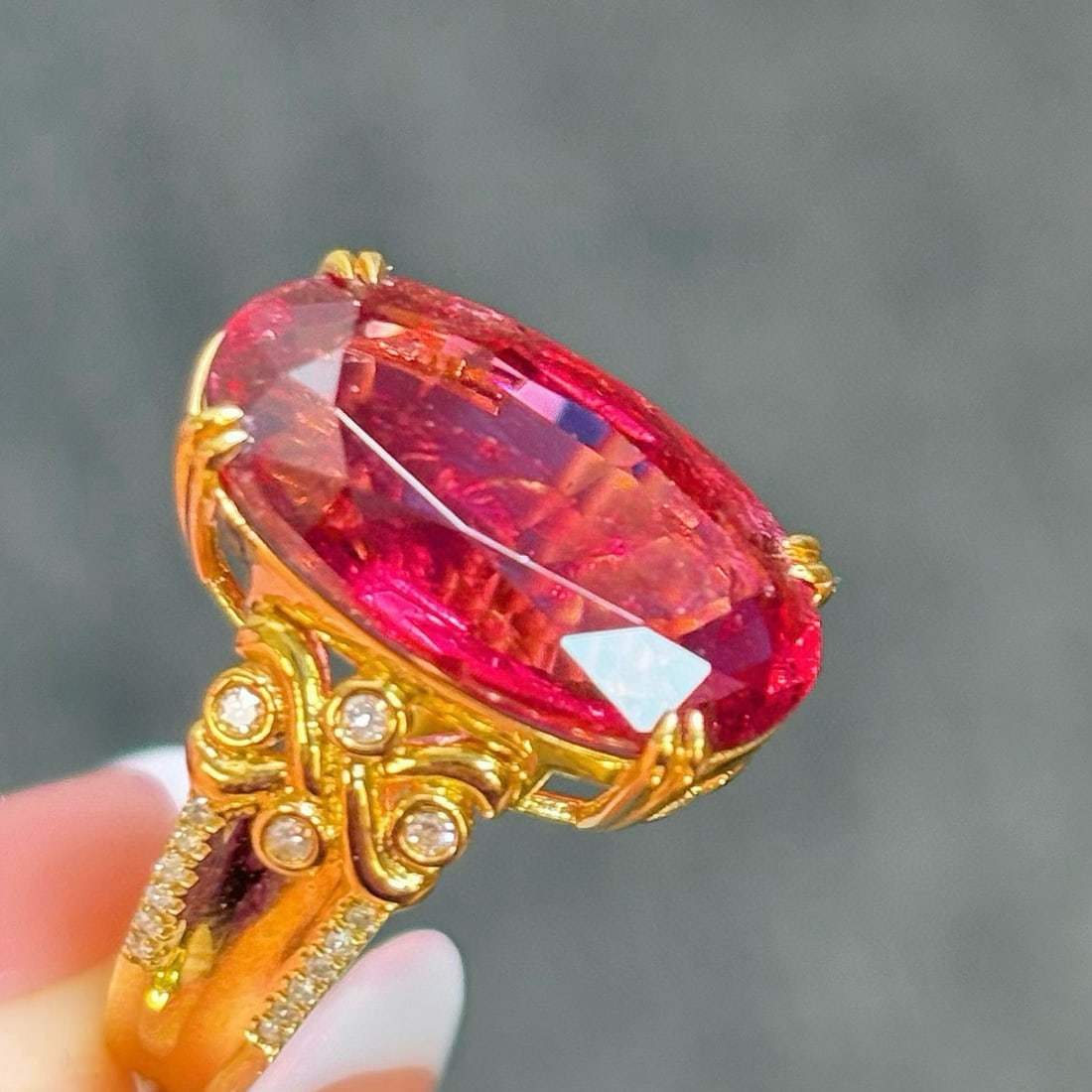 14k Gold 8.17 Ctw Natural Tourmaline & Diamond Ring - 4