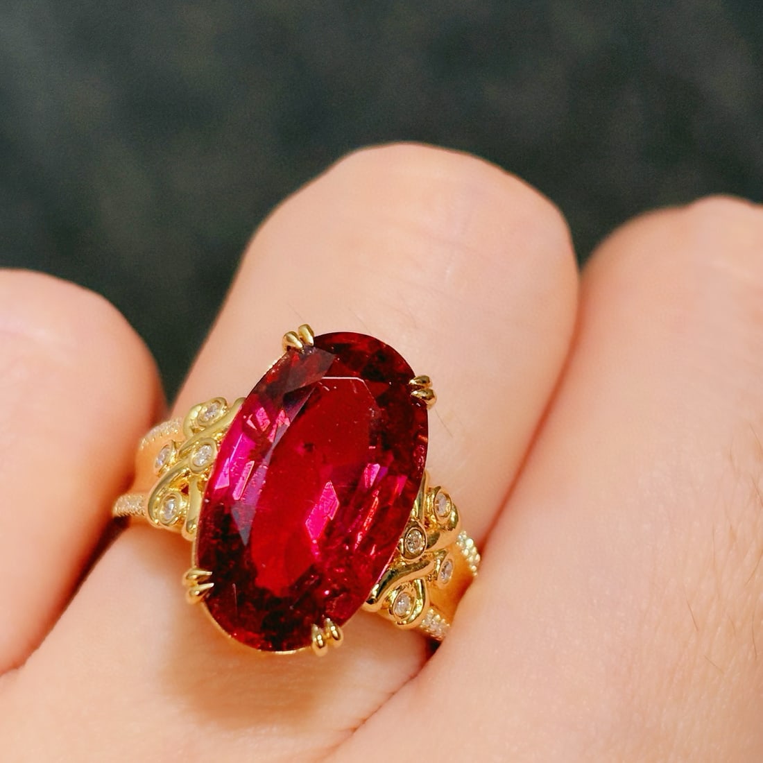 14k Gold 8.17 Ctw Natural Tourmaline & Diamond Ring - 5