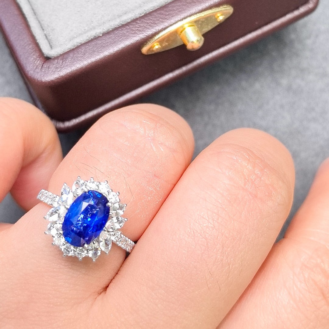14k Gold 2.96 Ctw Natural Sapphire & Diamond Ring/pendant( Without Chain ) - 2