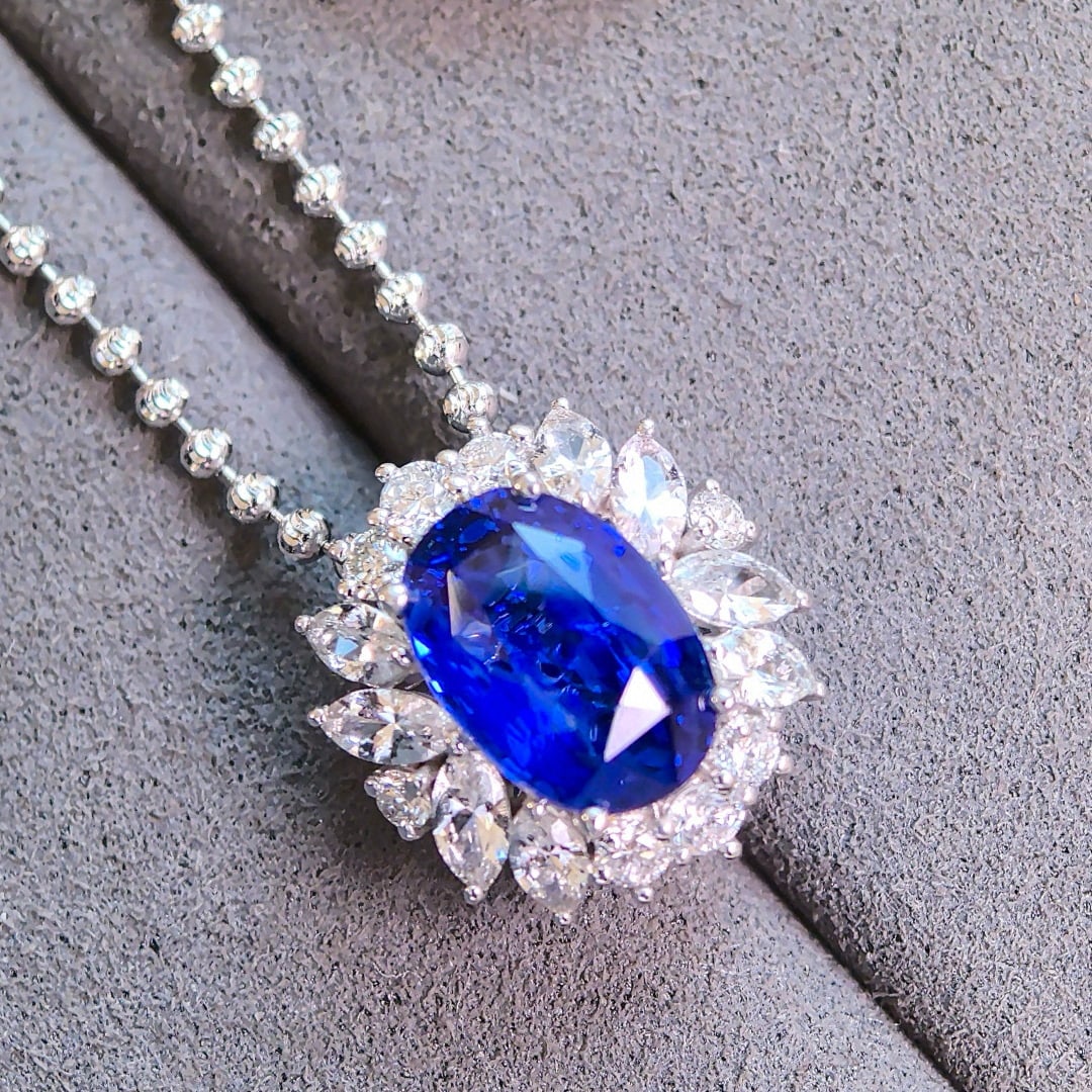 14k Gold 2.96 Ctw Natural Sapphire & Diamond Ring/pendant( Without Chain ) - 3