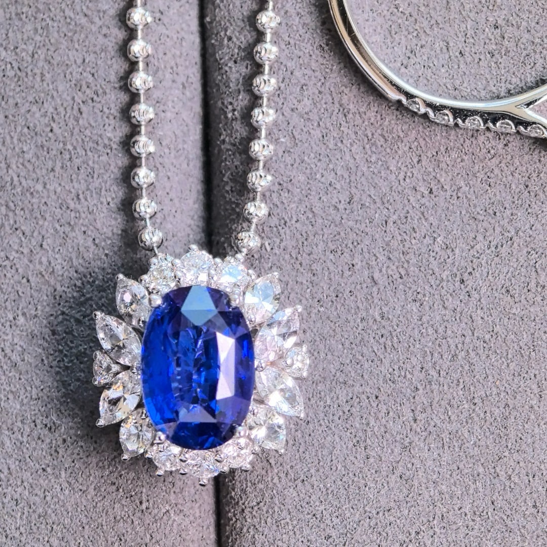 14k Gold 2.96 Ctw Natural Sapphire & Diamond Ring/pendant( Without Chain ) - 4