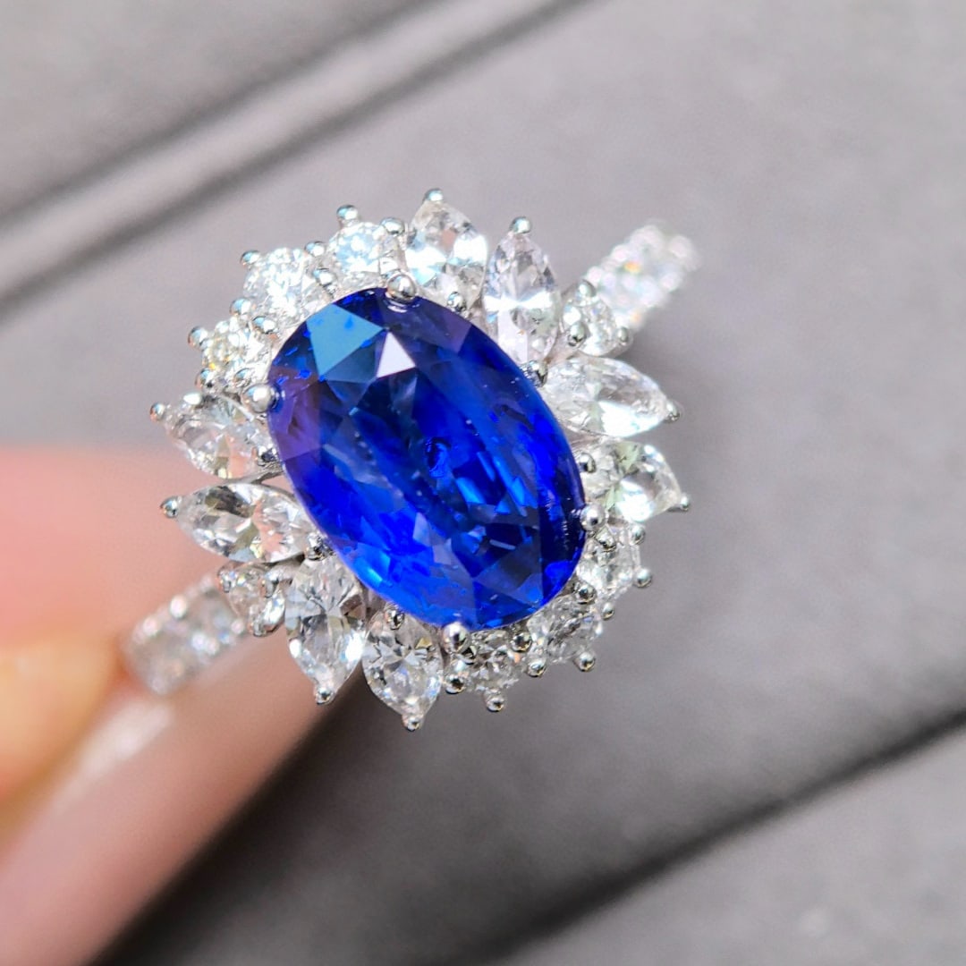 14k Gold 2.96 Ctw Natural Sapphire & Diamond Ring/pendant( Without Chain ) - 5