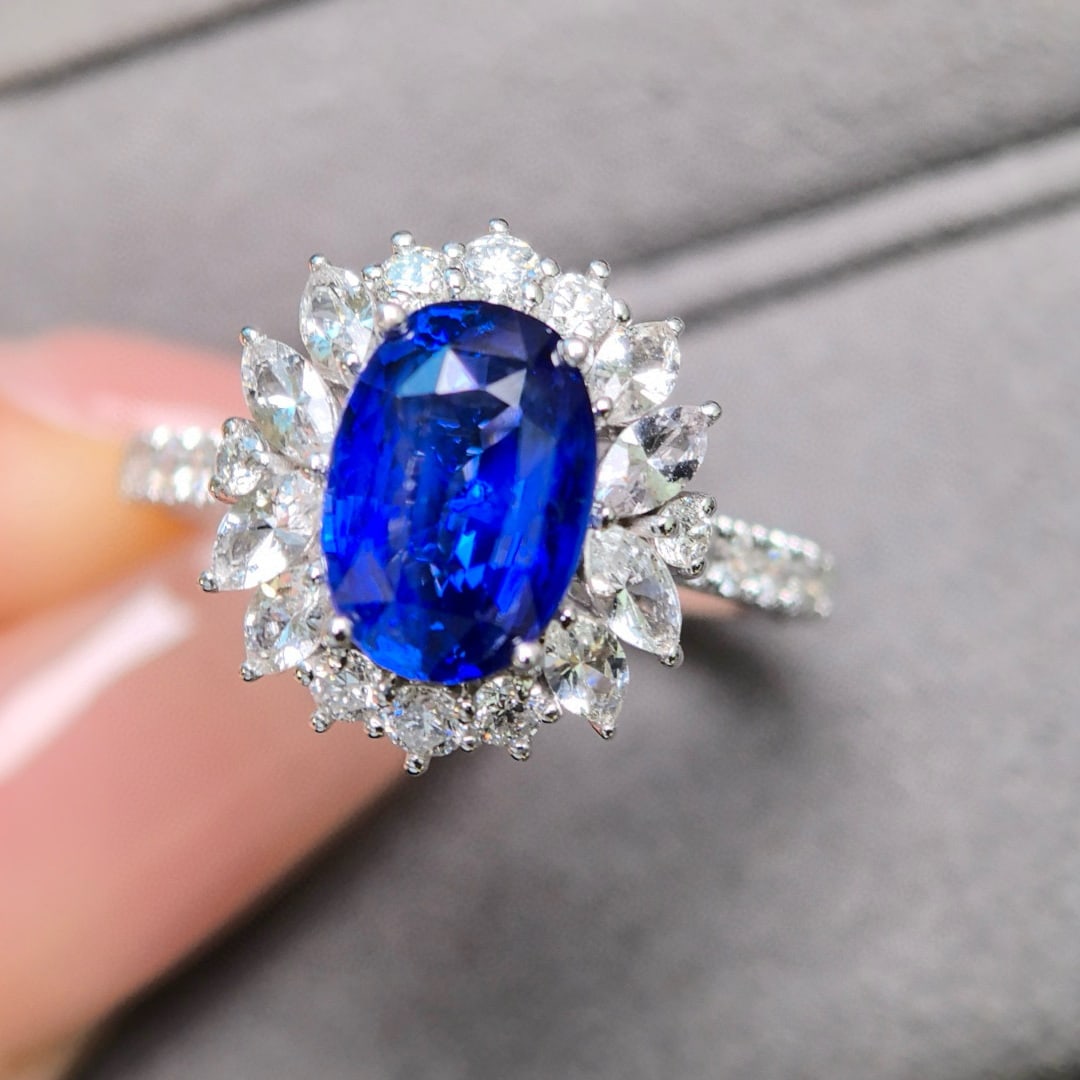 14k Gold 2.96 Ctw Natural Sapphire & Diamond Ring/pendant( Without Chain ) - 6