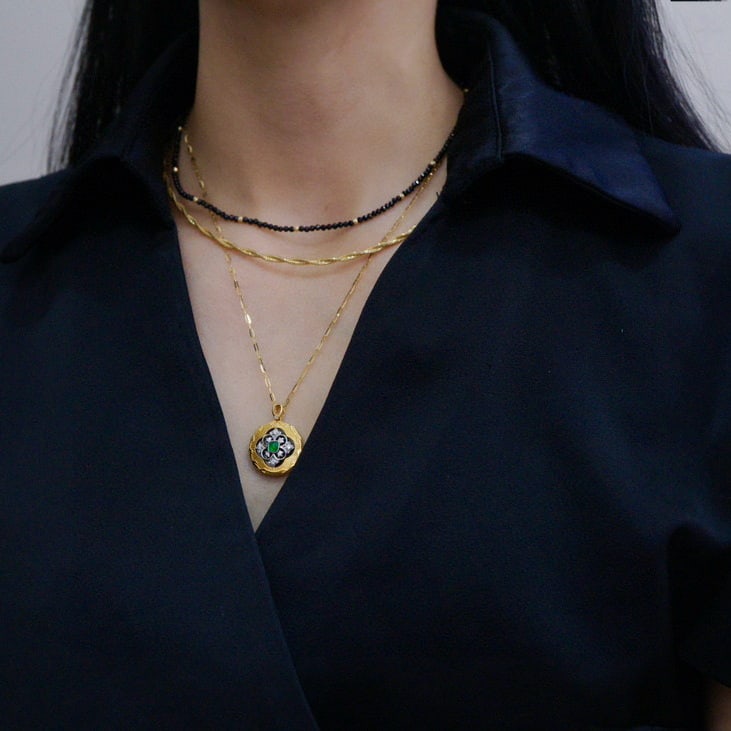 14k Gold 0.21 Ctw Vivid Green Natural Emerald & Diamond Pendant( Without Chain ) - 4