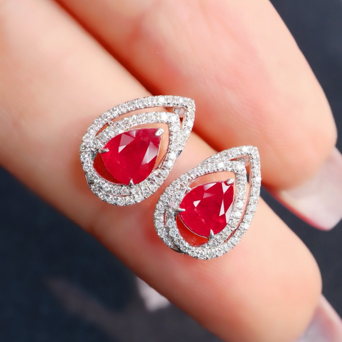 14k Gold 1.73 Ctw Natural Ruby & Diamond Earrings - 4