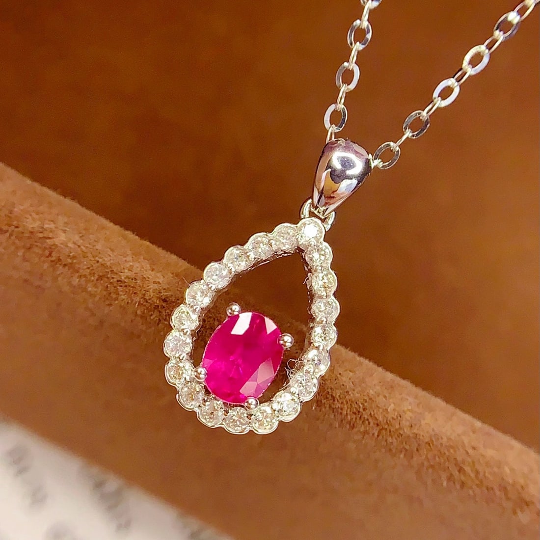 14k Gold 0.5 Ct Natural Ruby & Diamond Pendant( Without Chain ) - 2