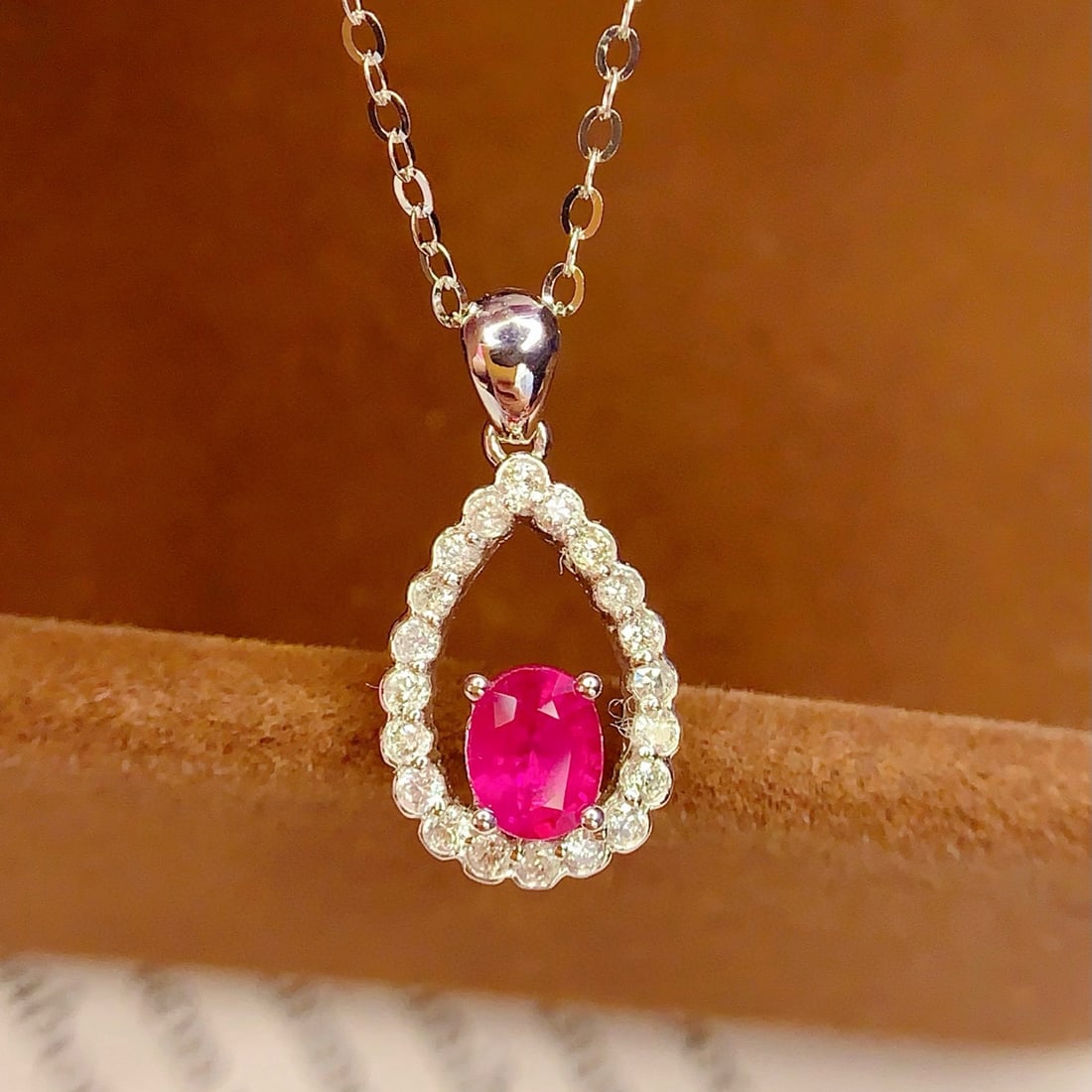 14k Gold 0.5 Ct Natural Ruby & Diamond Pendant( Without Chain ) - 3