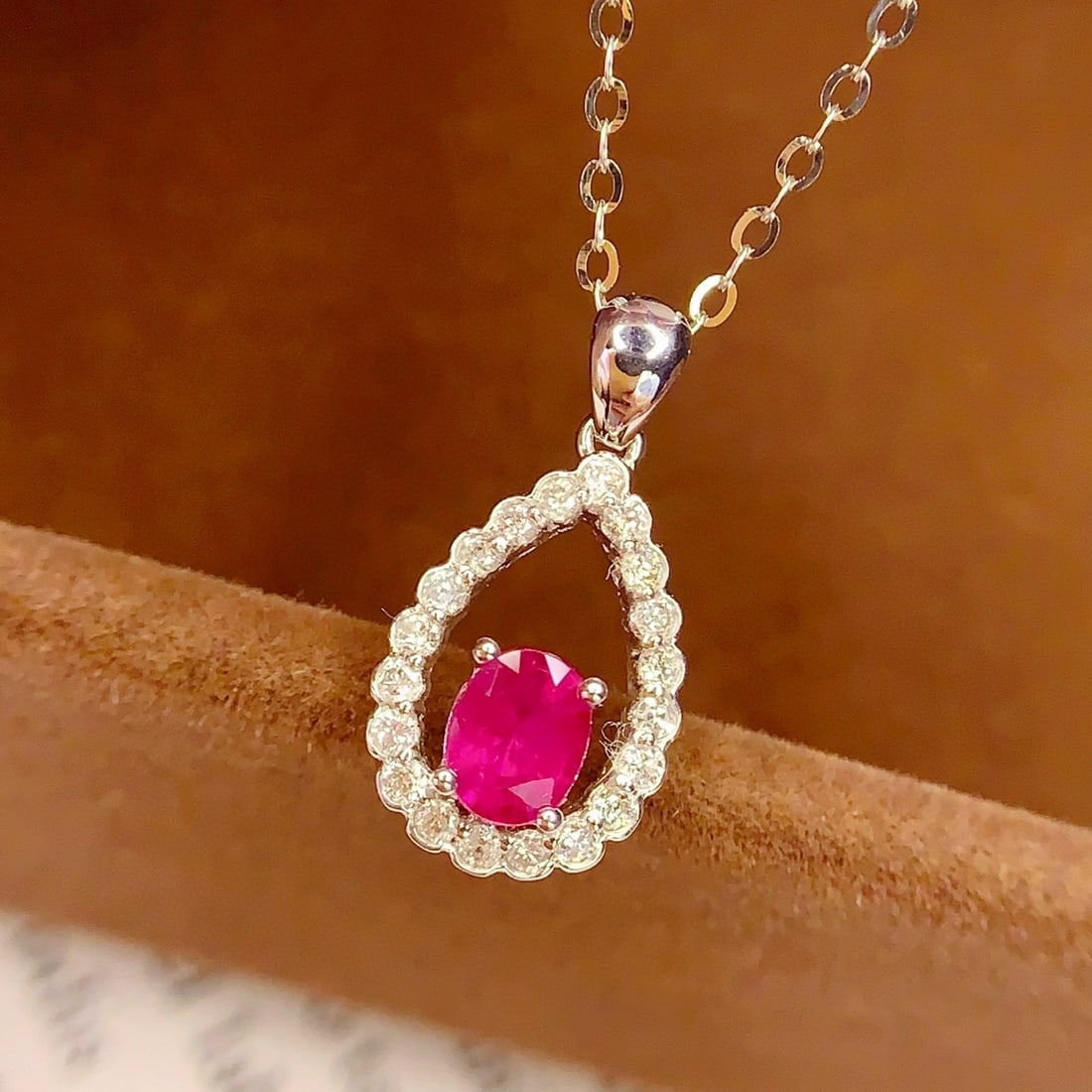 14k Gold 0.5 Ct Natural Ruby & Diamond Pendant( Without Chain ) - 5