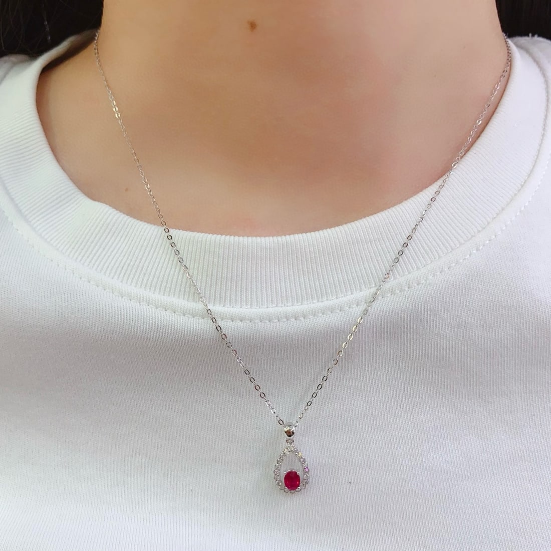14k Gold 0.5 Ct Natural Ruby & Diamond Pendant( Without Chain ) - 6