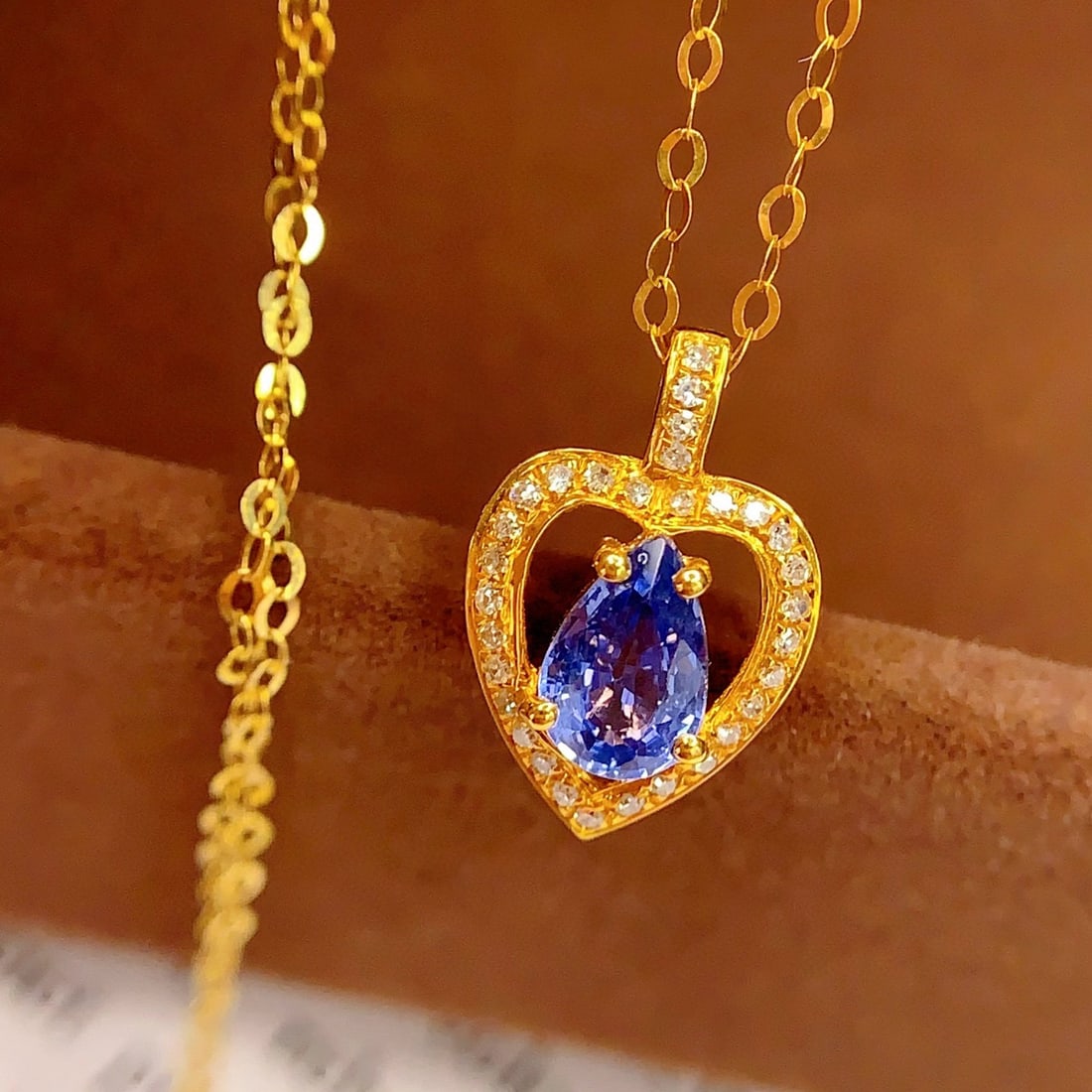 14k Gold 0.8 Ct Natural Sapphire & Diamond Necklace - 2