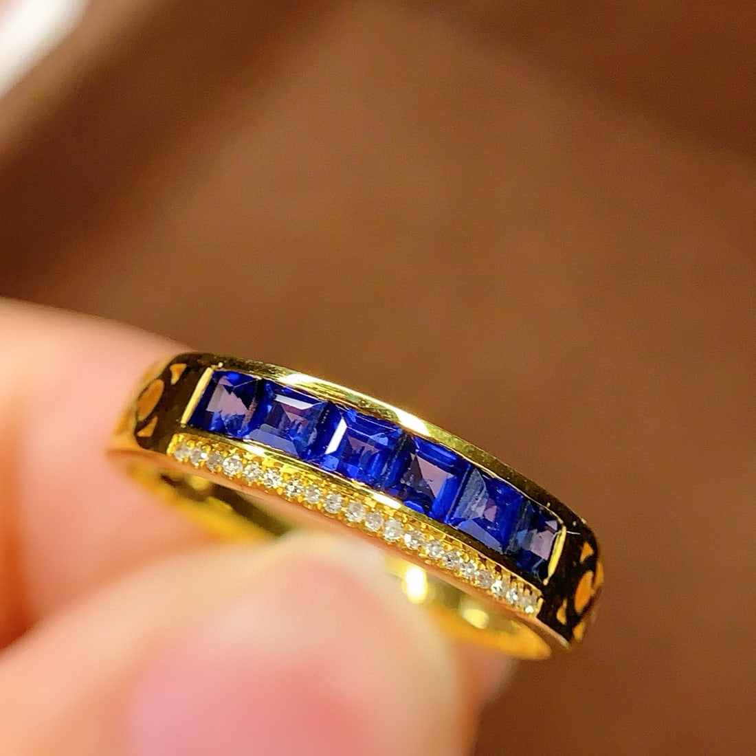 14k Gold 1 Ct Natural Sapphire & Diamond Ring - 2