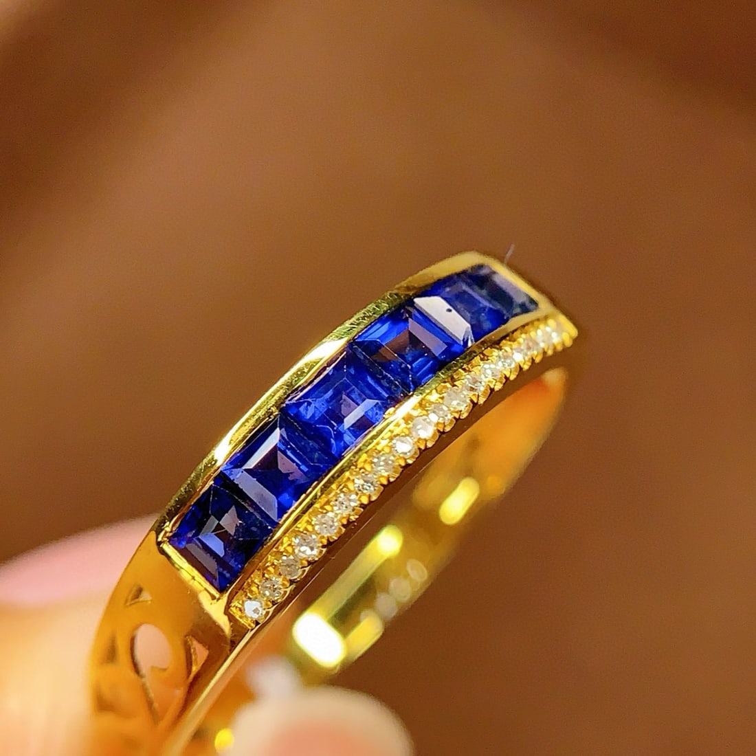 14k Gold 1 Ct Natural Sapphire & Diamond Ring - 3