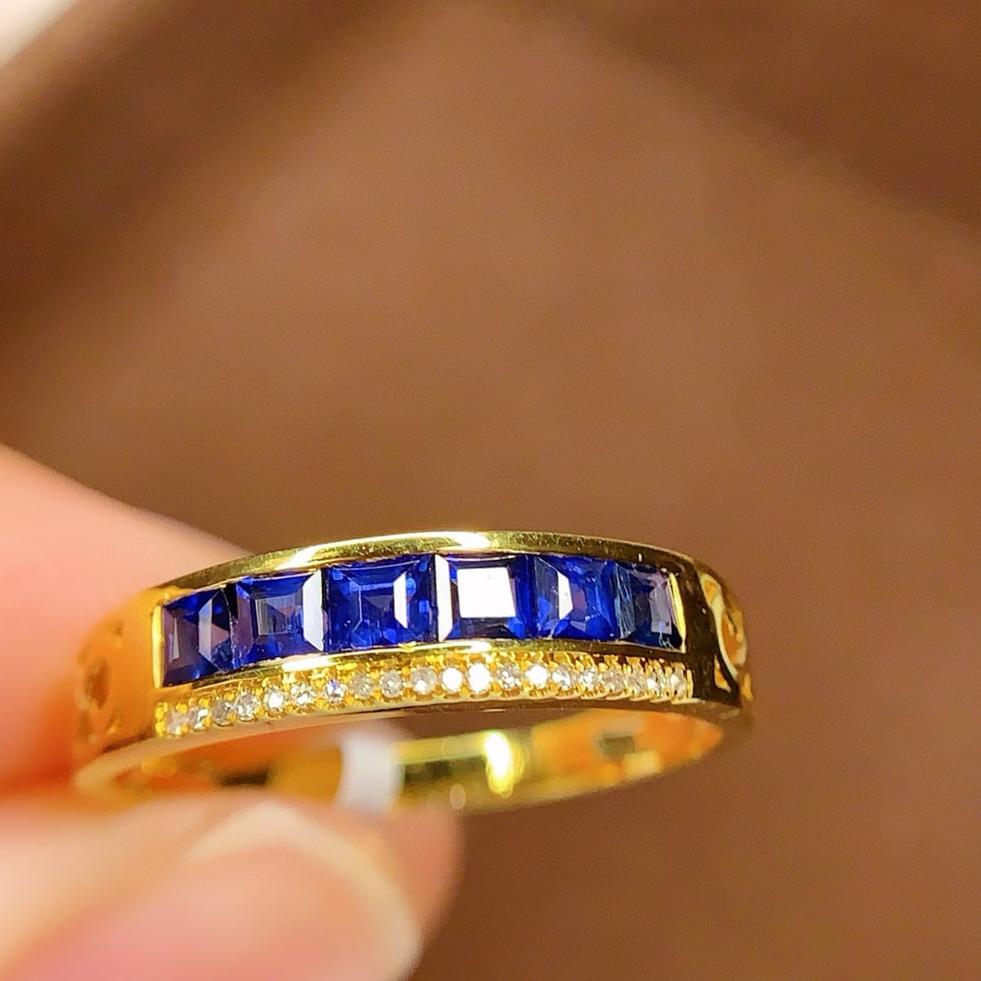 14k Gold 1 Ct Natural Sapphire & Diamond Ring - 4