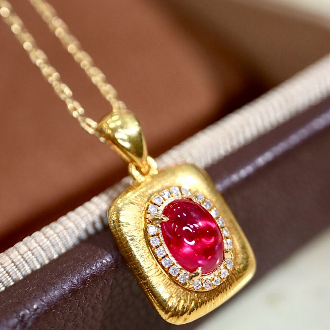 14k Gold 0.91 Ctw Natural Ruby & Diamond Pendant( Without Chain ) - 2