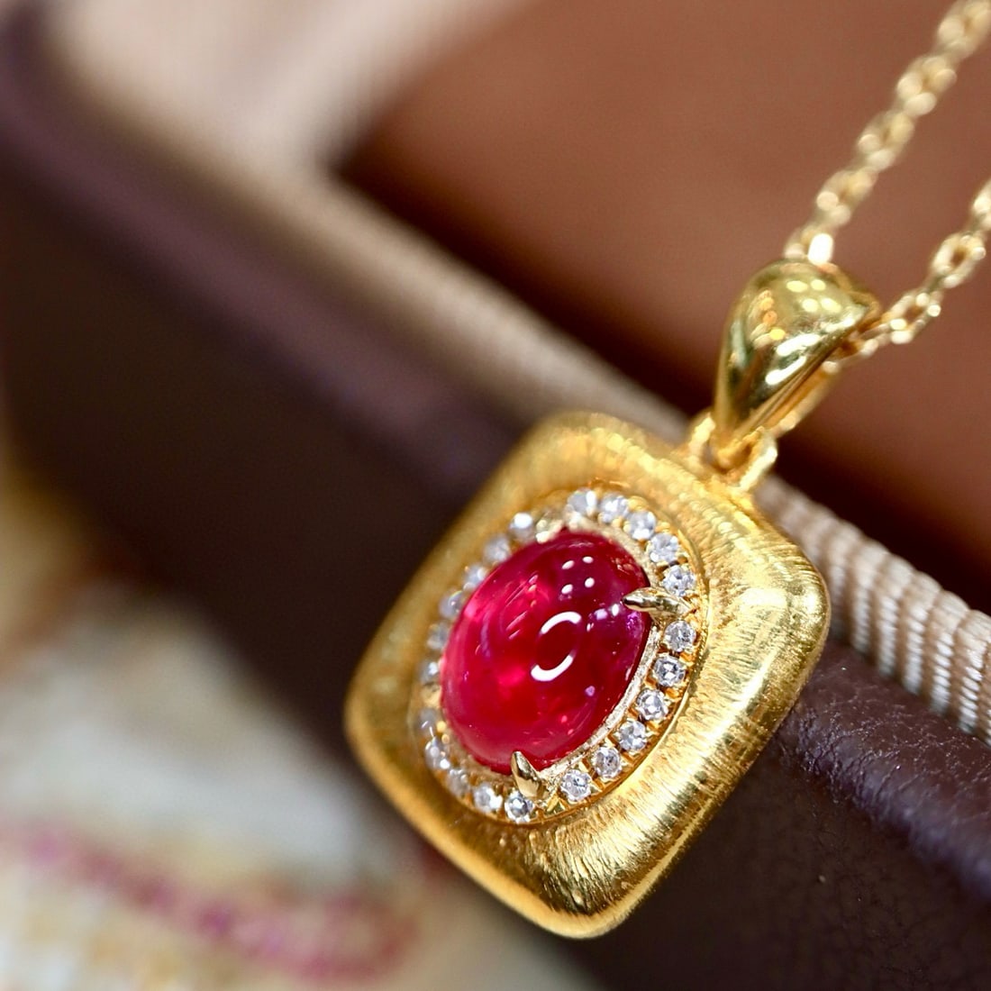 14k Gold 0.91 Ctw Natural Ruby & Diamond Pendant( Without Chain ) - 3